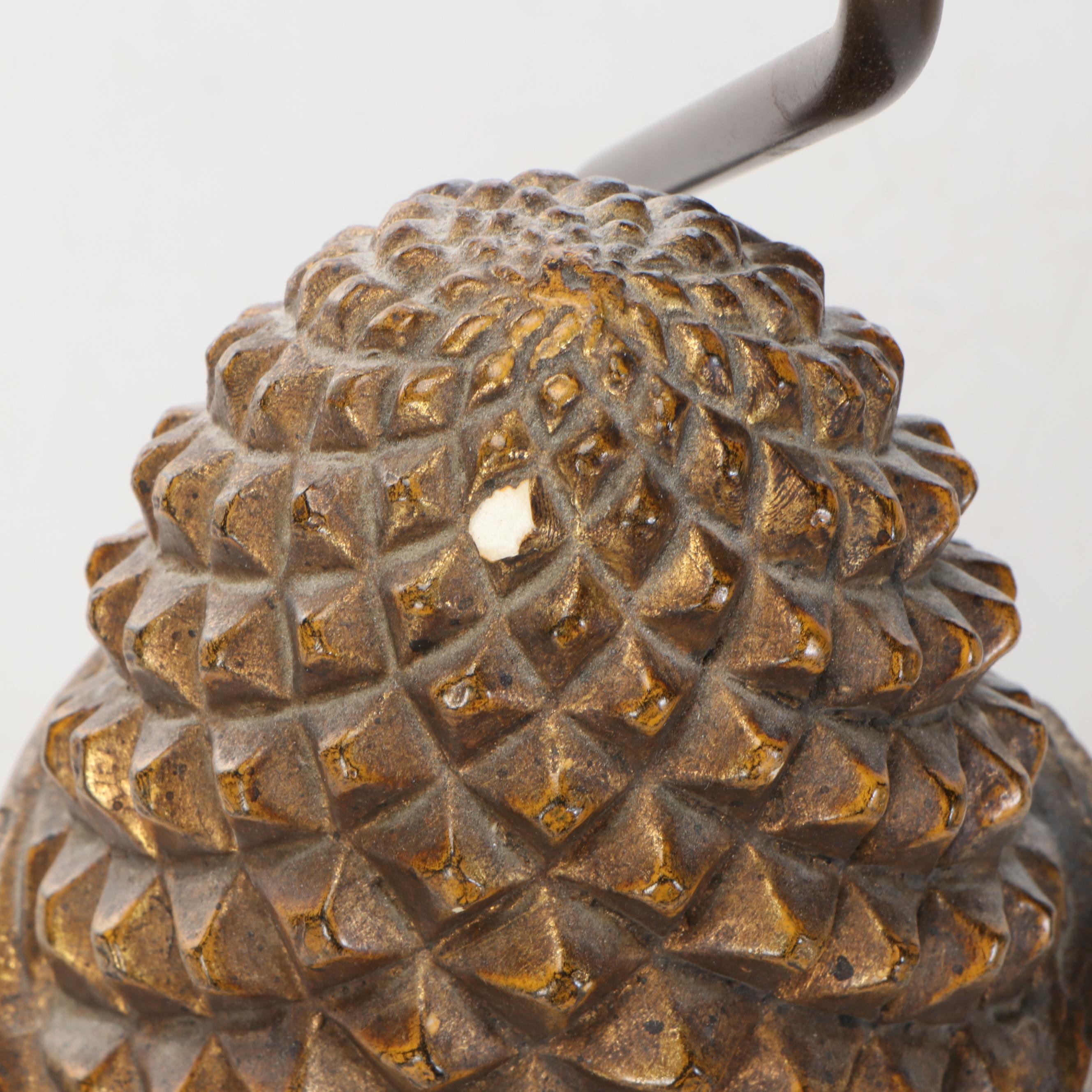 Chalkware Artichoke Flatback Table Lamp with Silk Shade