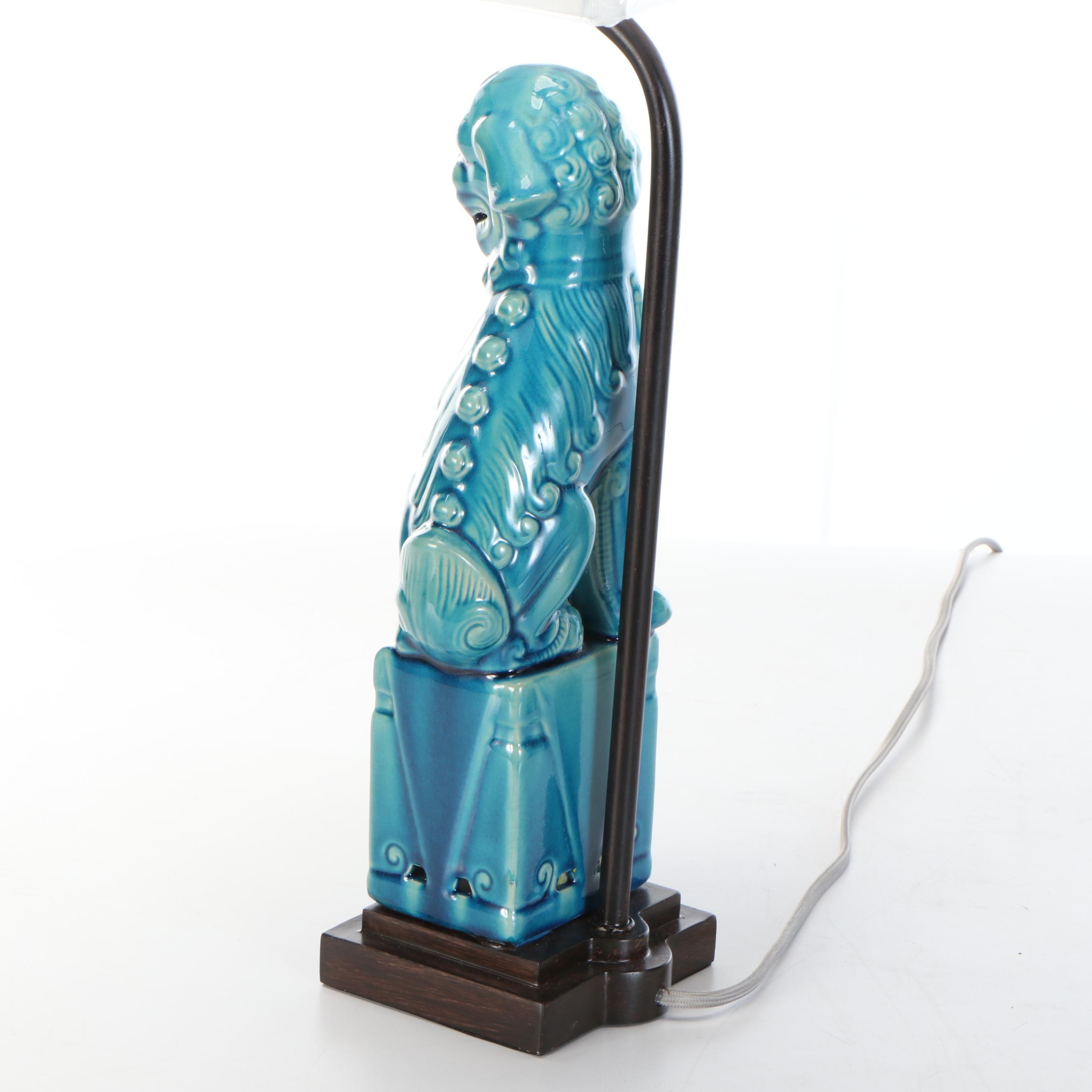 Safavieh Chinese Style Blue Ceramic Guardian Lion Table Lamps
