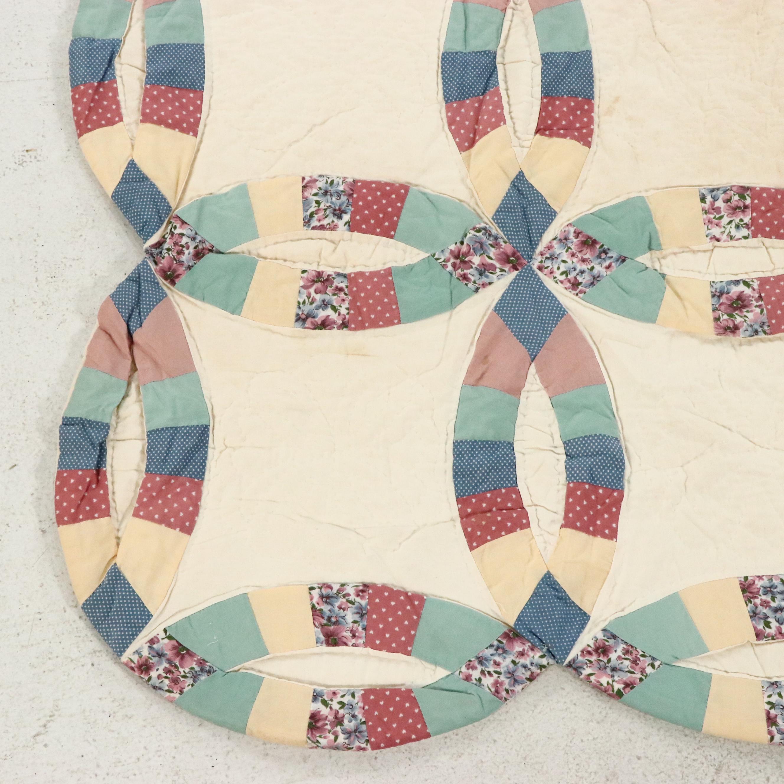 Handmade Double Wedding Ring Cotton Quilt