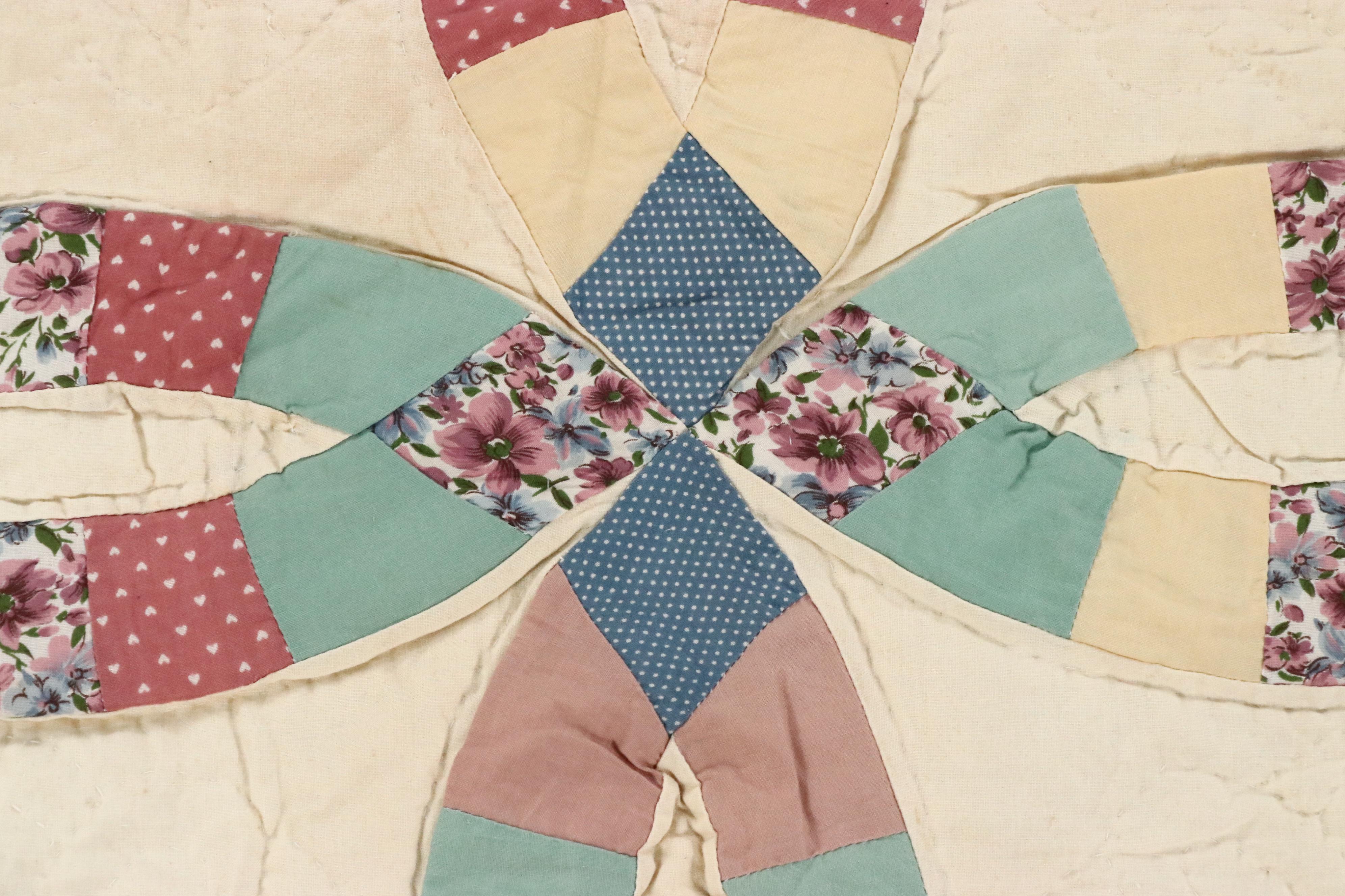 Handmade Double Wedding Ring Cotton Quilt