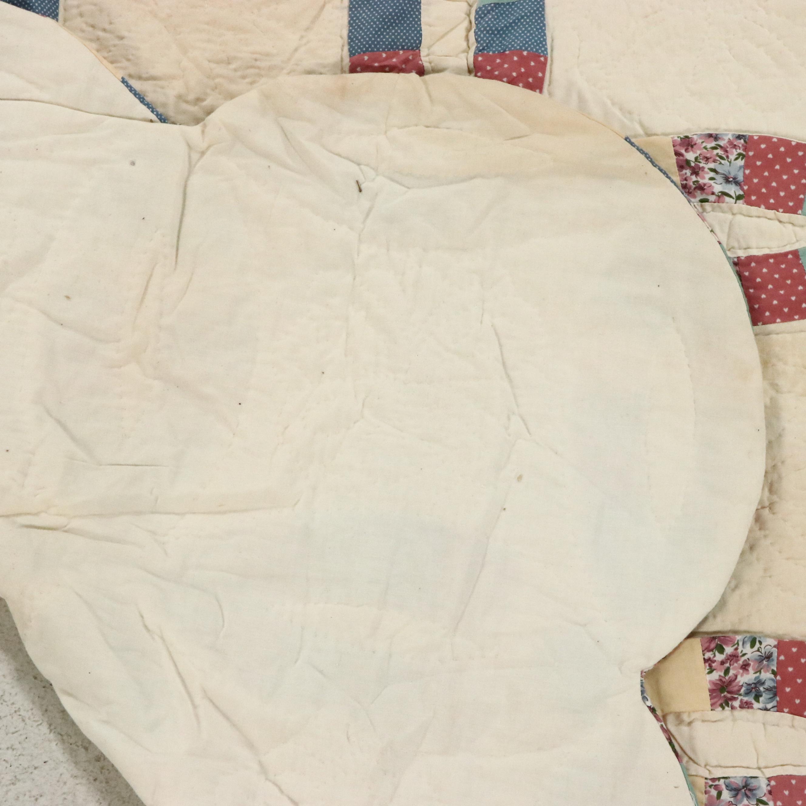 Handmade Double Wedding Ring Cotton Quilt