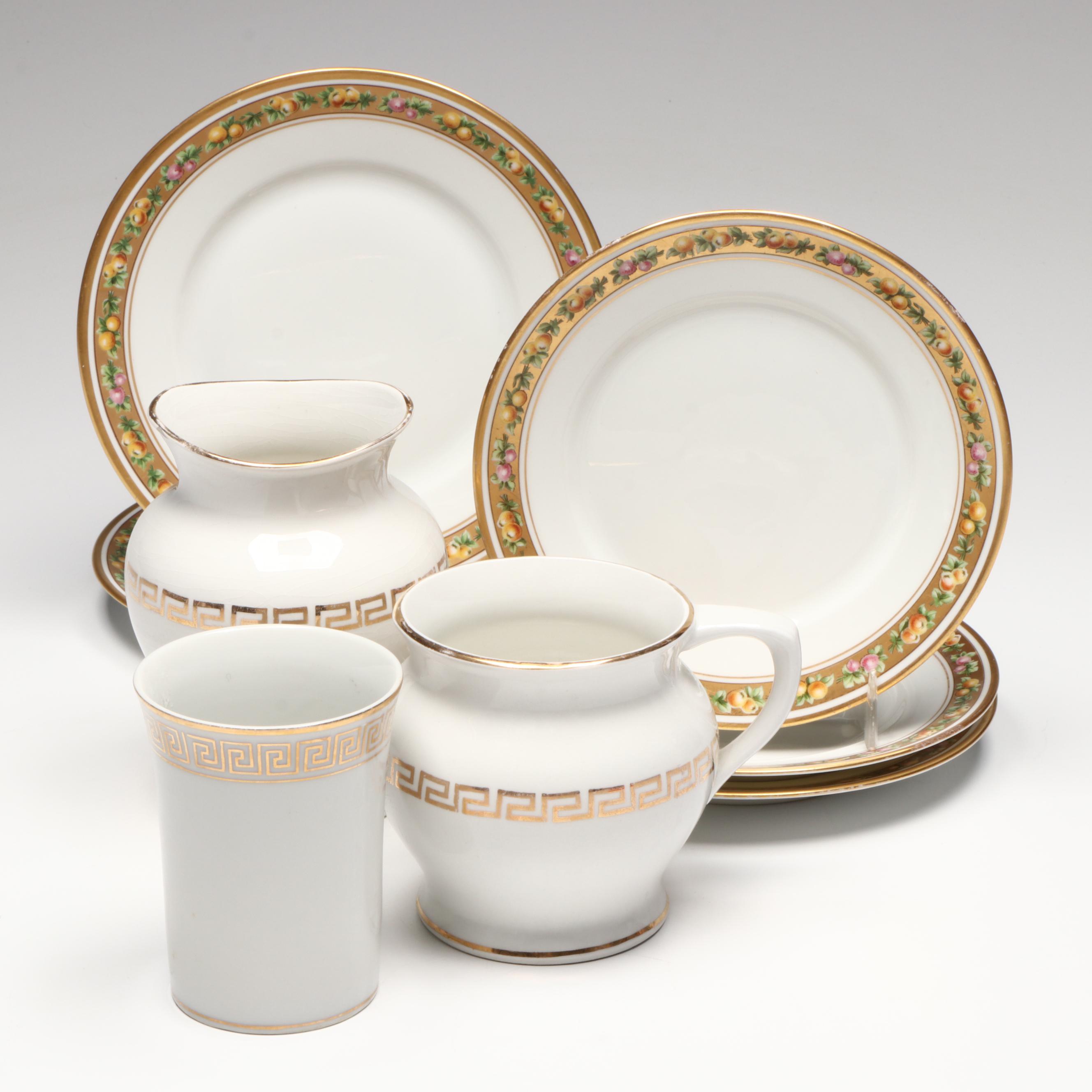 Richard Ginori Porcelain Plates with Homer Laughlin Vanity Accessories