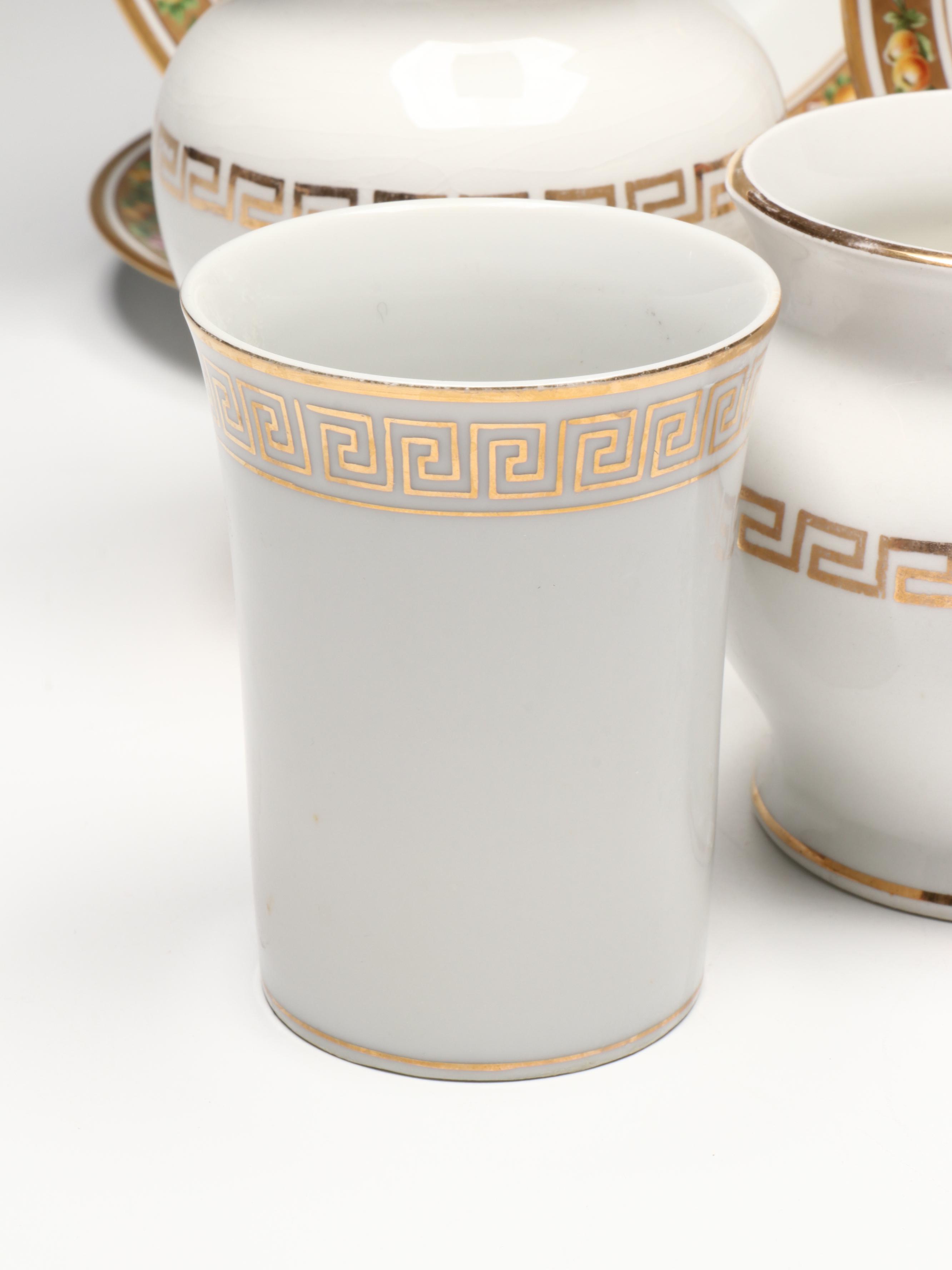 Richard Ginori Porcelain Plates with Homer Laughlin Vanity Accessories