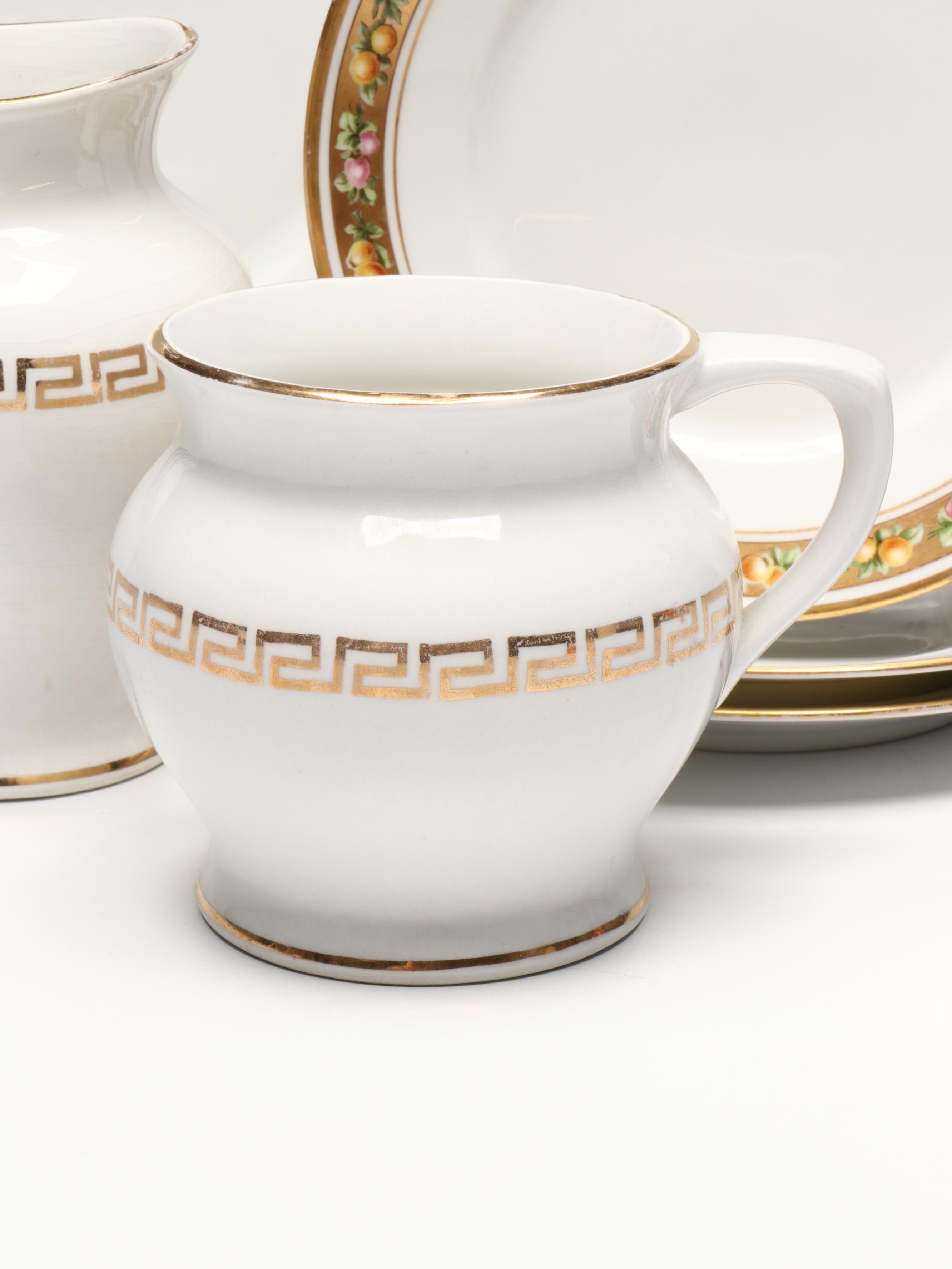 Richard Ginori Porcelain Plates with Homer Laughlin Vanity Accessories