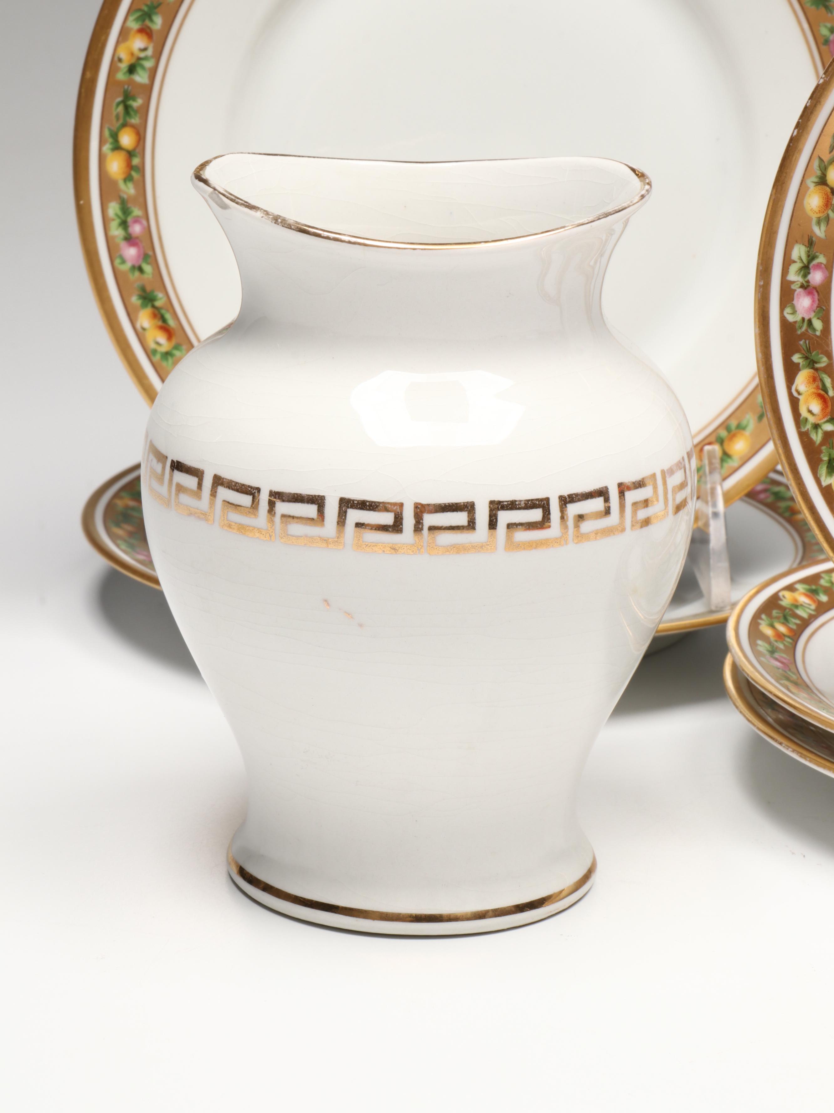 Richard Ginori Porcelain Plates with Homer Laughlin Vanity Accessories