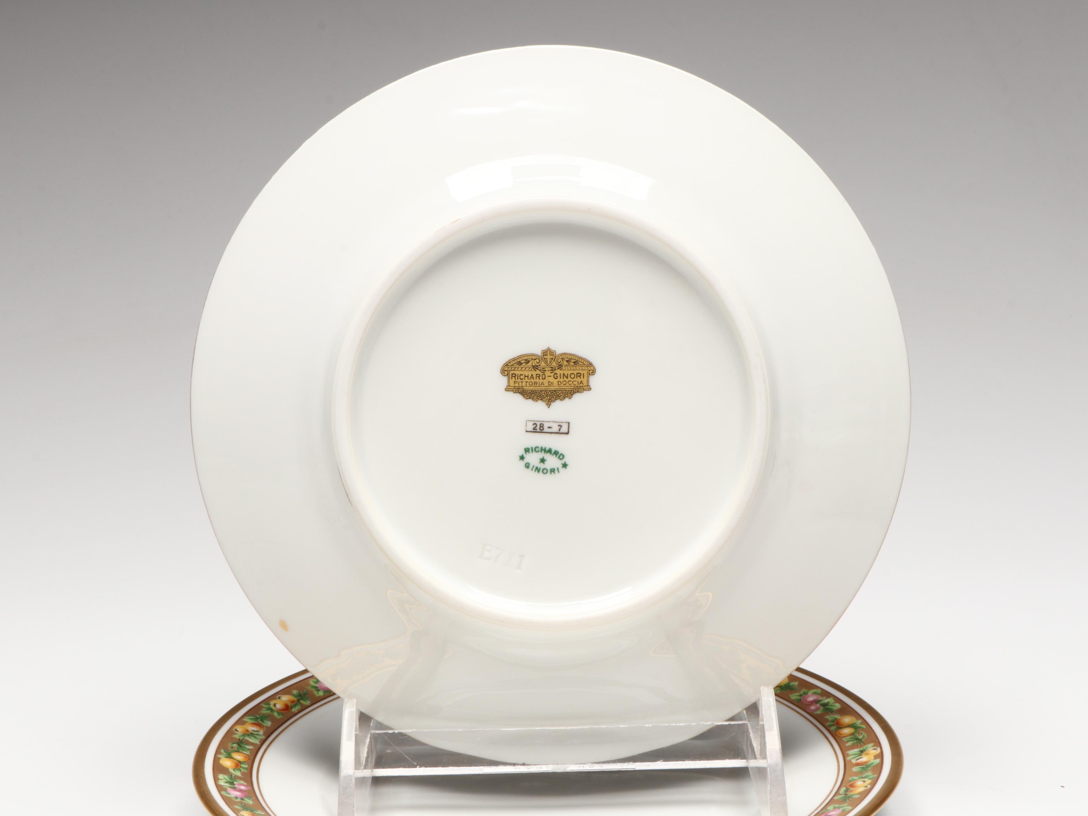 Richard Ginori Porcelain Plates with Homer Laughlin Vanity Accessories