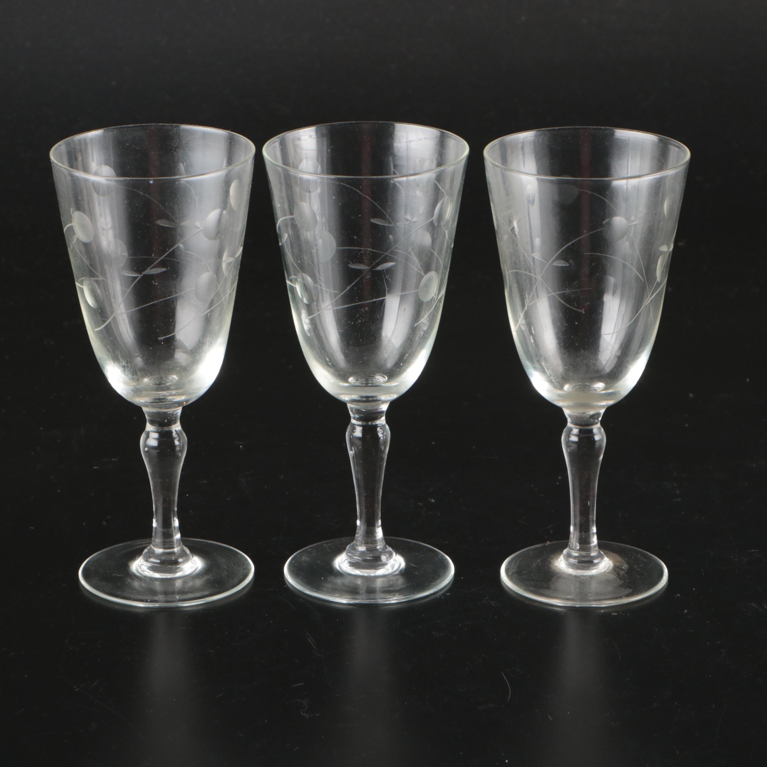 Clear Water Goblets and Other Stemware, Mid-20th Century