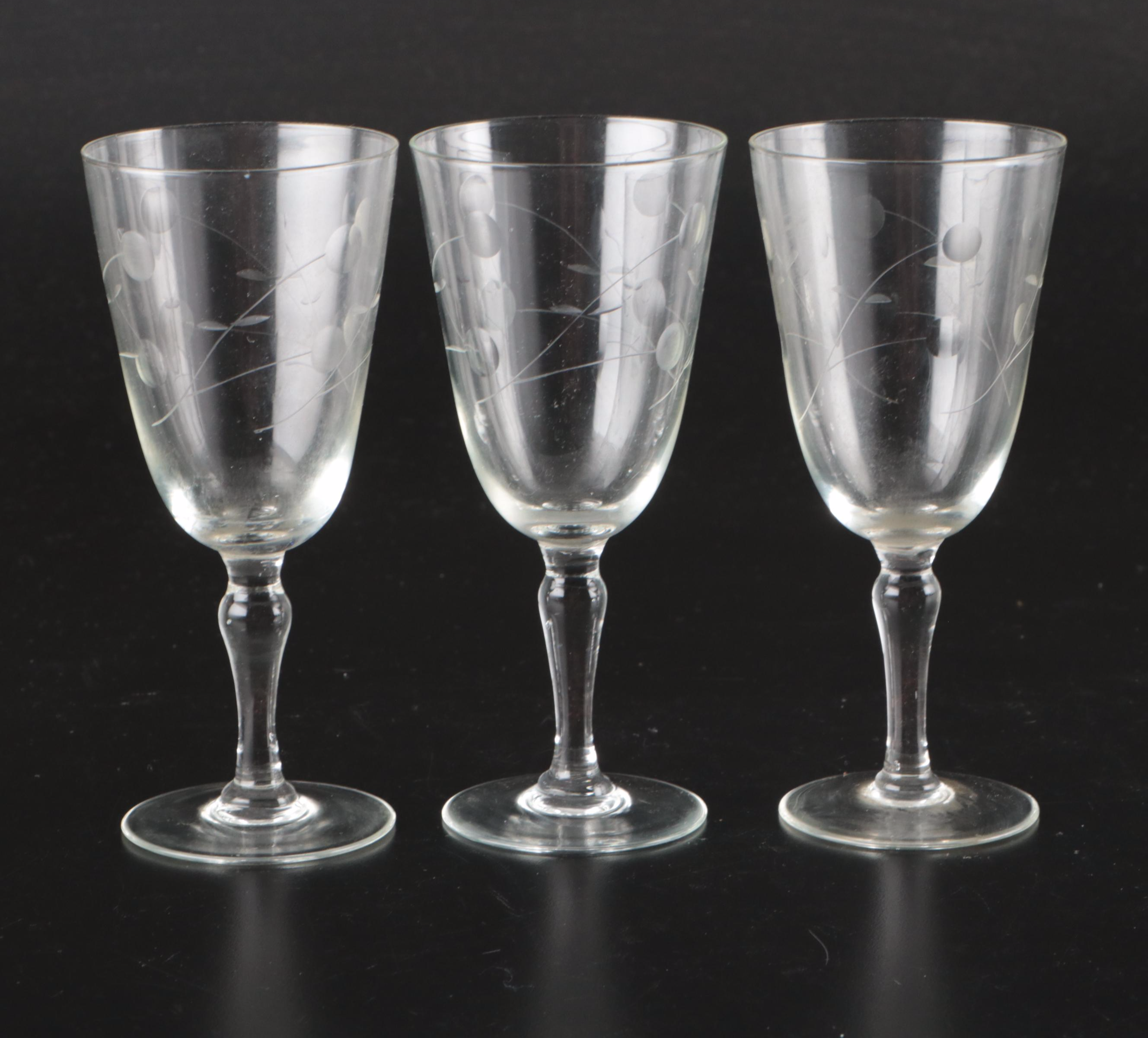 Clear Water Goblets and Other Stemware, Mid-20th Century