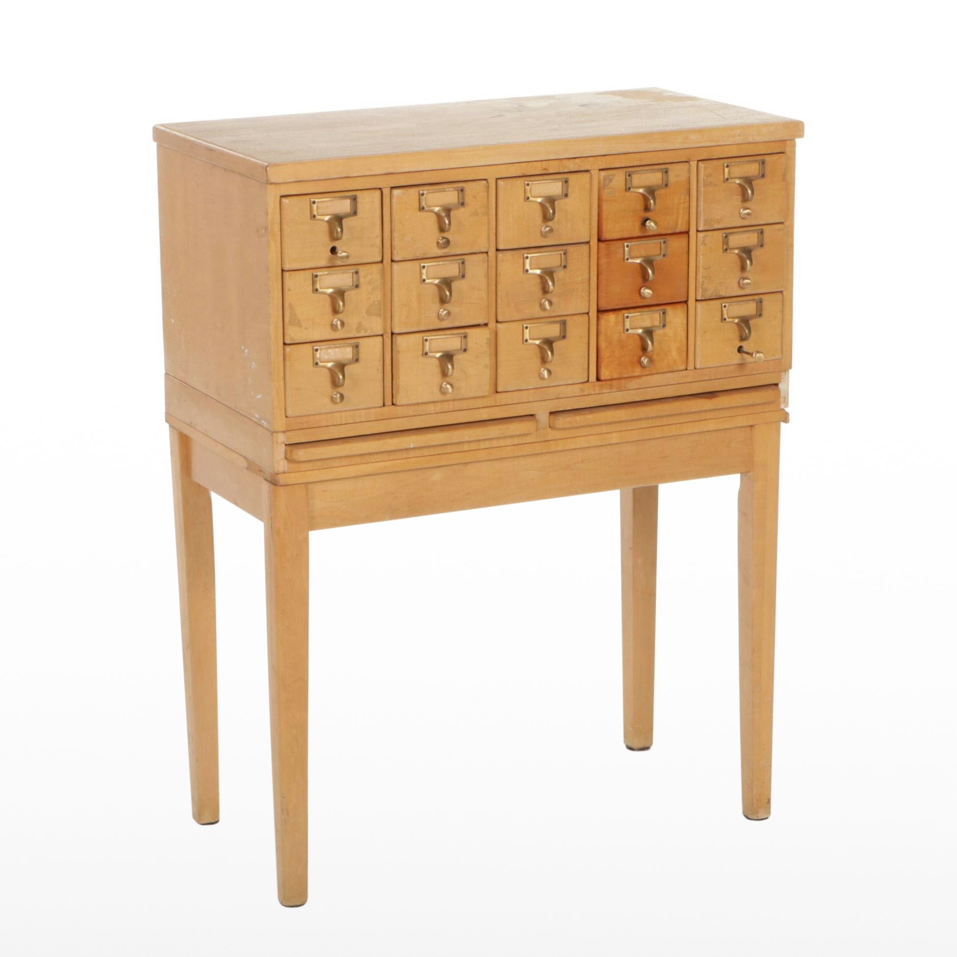 Fifteen Drawer Library Card Catalog Cabinet