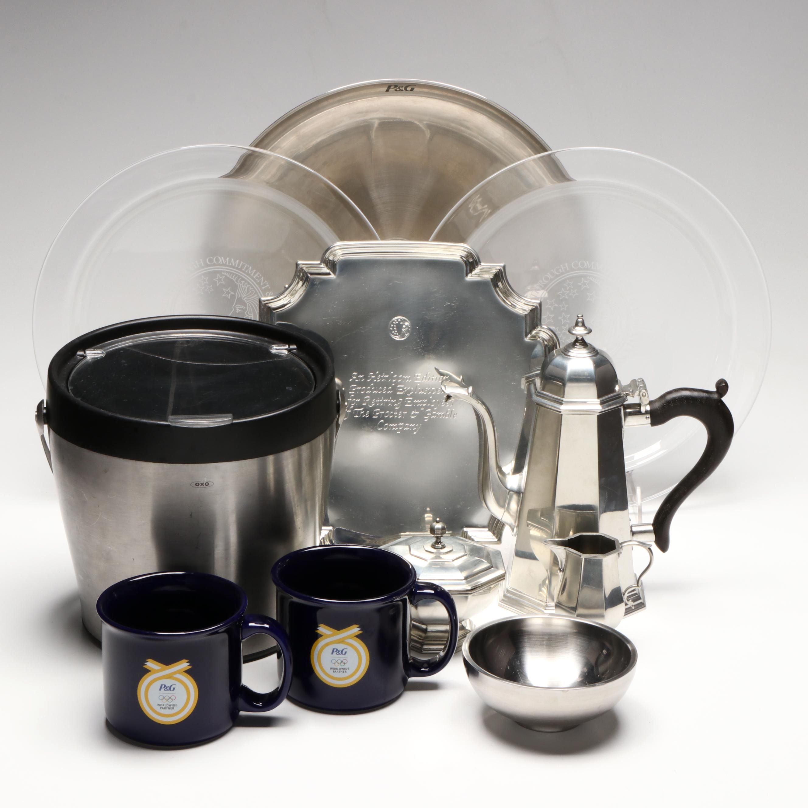 Colonial Style Pewter Coffee Set with Tableware and Accessories