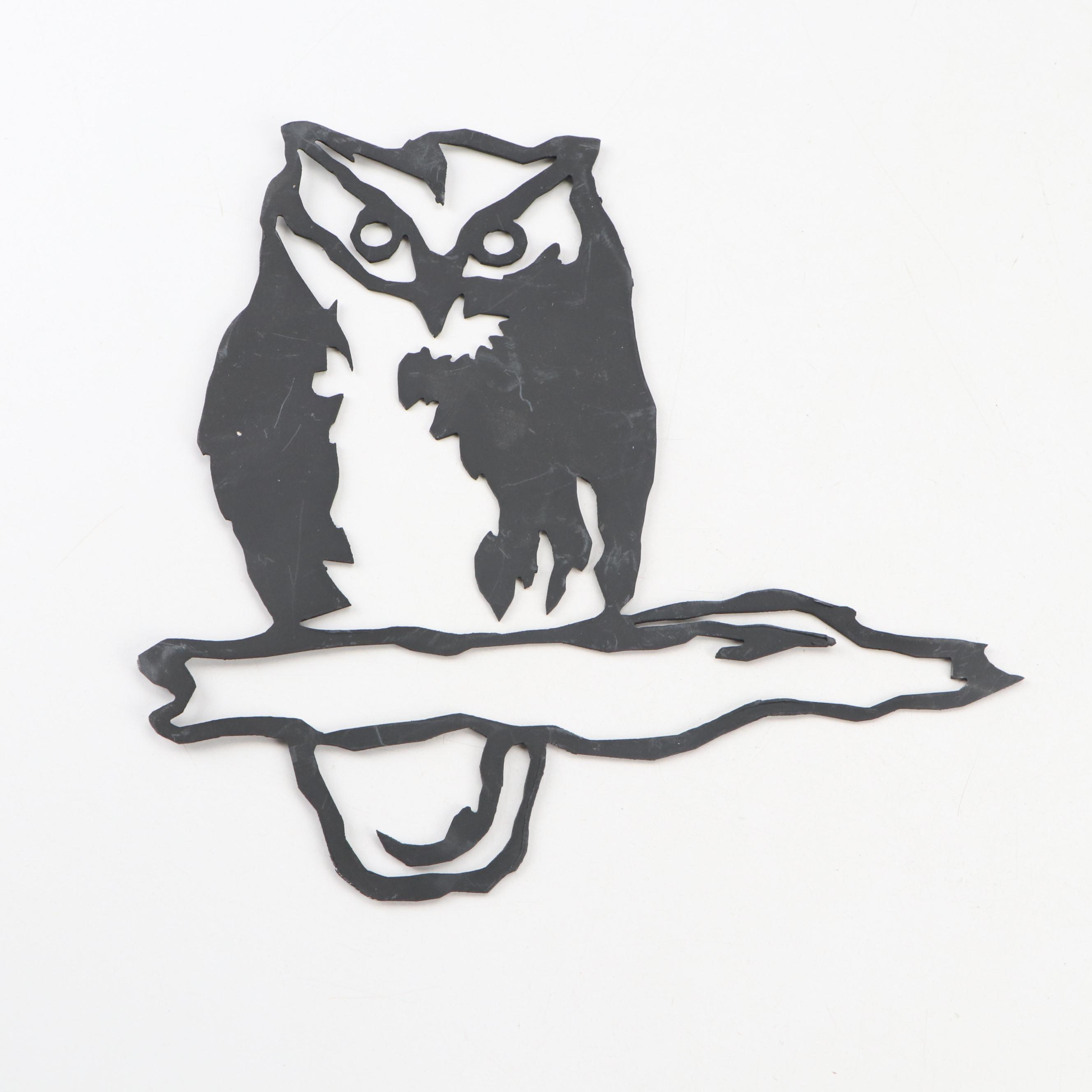 Dalen Products Plastic Horned Owl Scarecrow with Metal Owl Wall Art, 1997