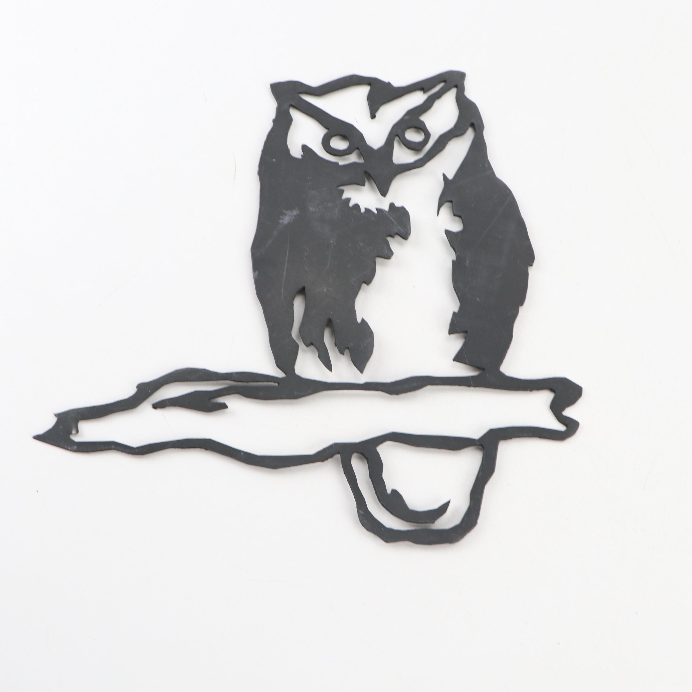 Dalen Products Plastic Horned Owl Scarecrow with Metal Owl Wall Art, 1997