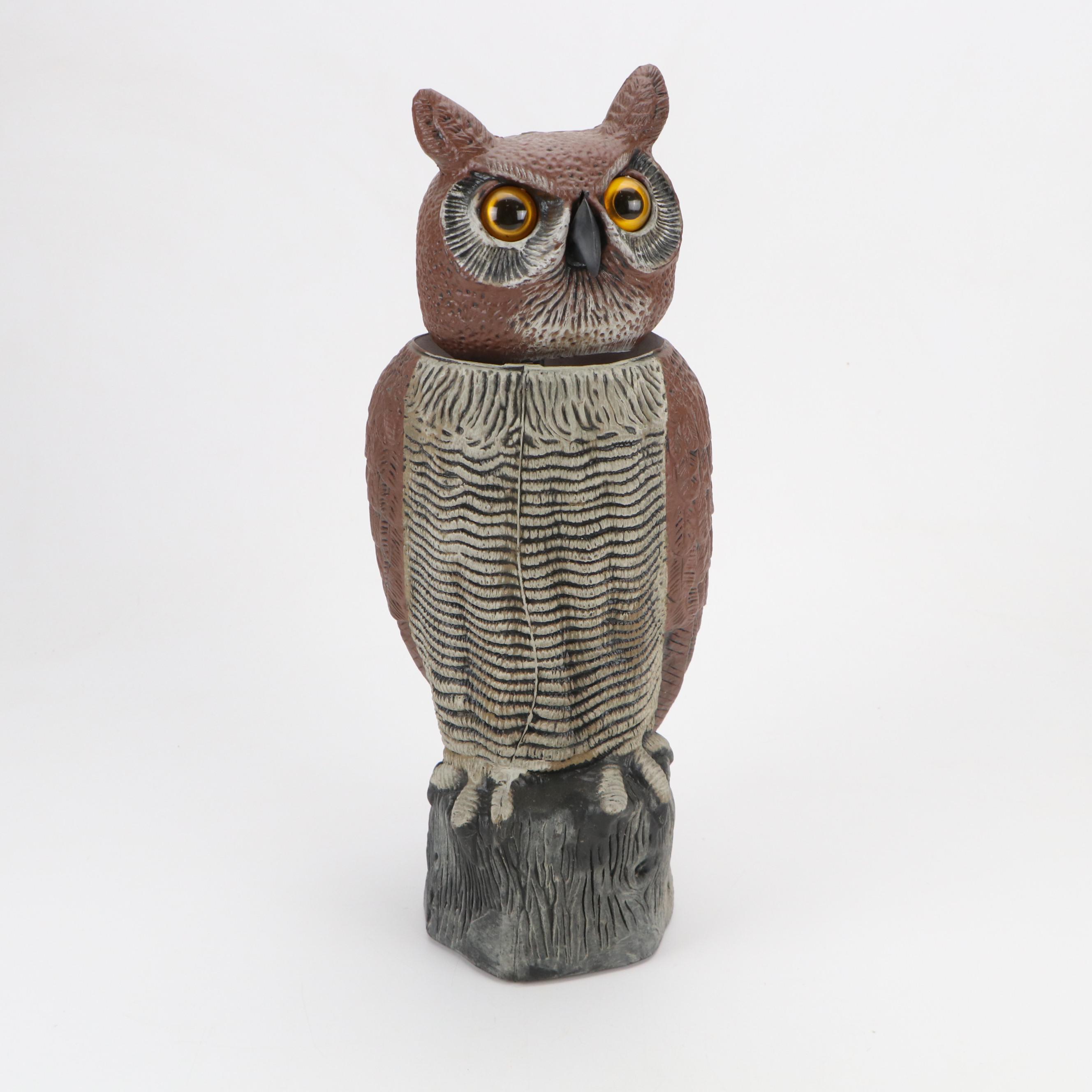 Dalen Products Plastic Horned Owl Scarecrow with Metal Owl Wall Art, 1997