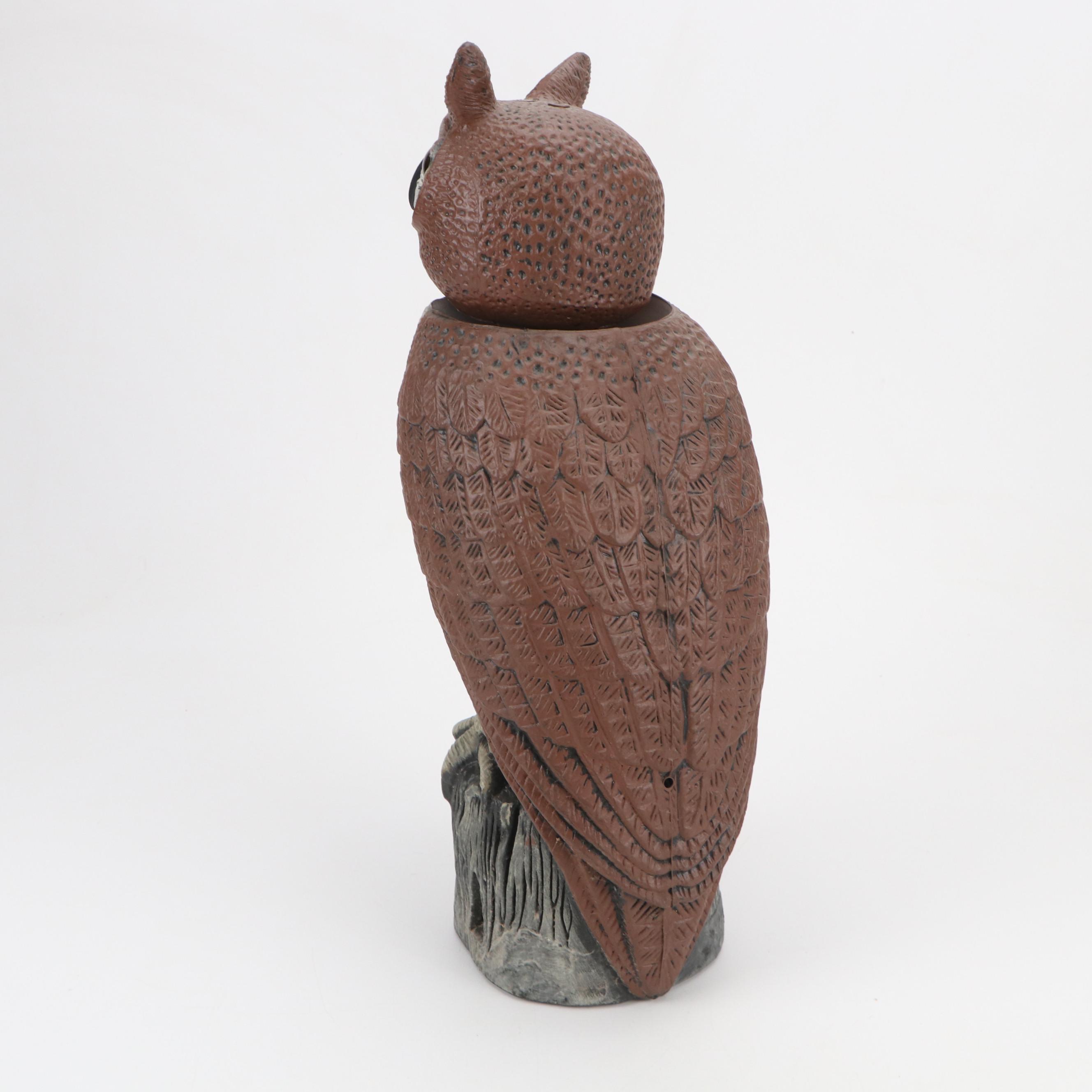 Dalen Products Plastic Horned Owl Scarecrow with Metal Owl Wall Art, 1997