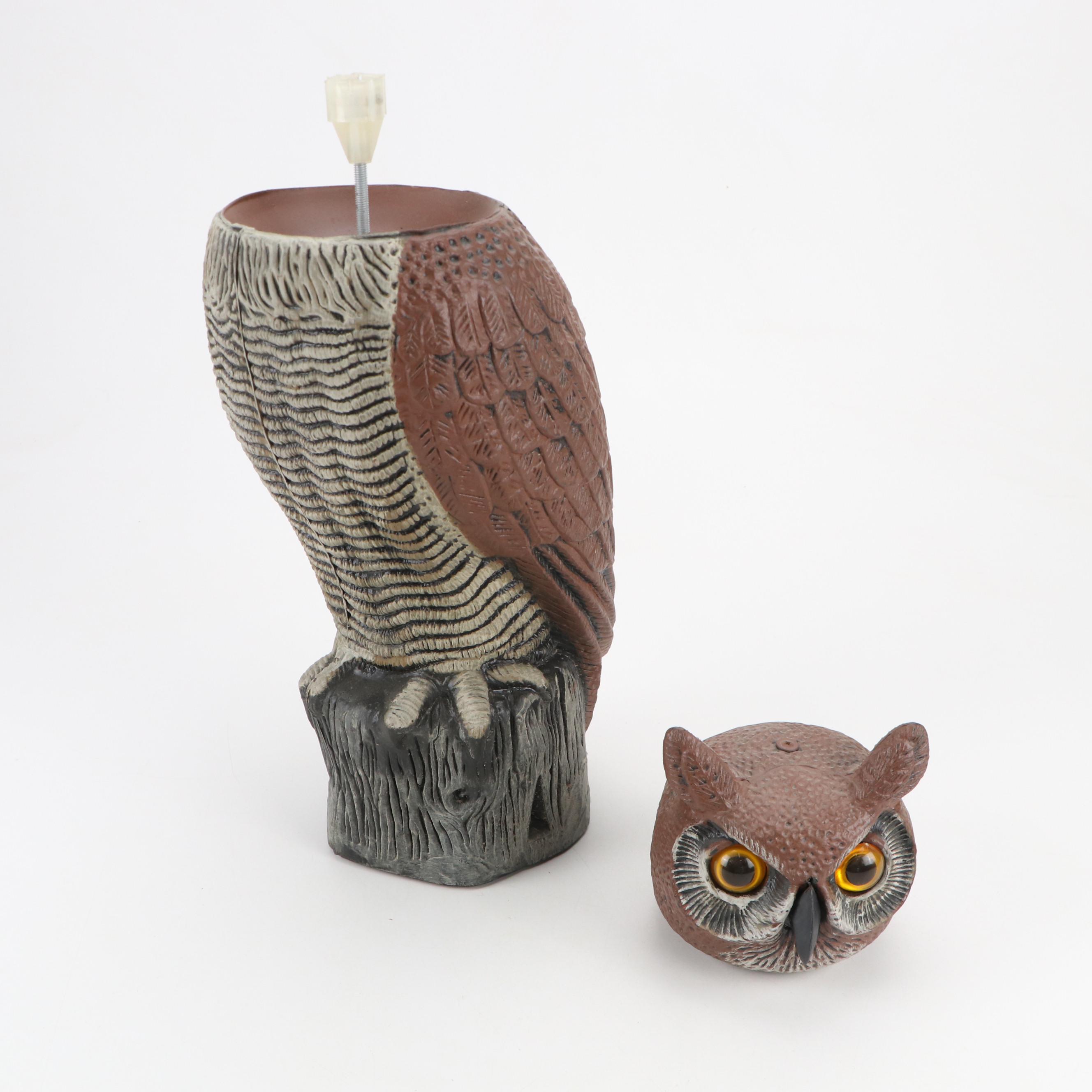 Dalen Products Plastic Horned Owl Scarecrow with Metal Owl Wall Art, 1997