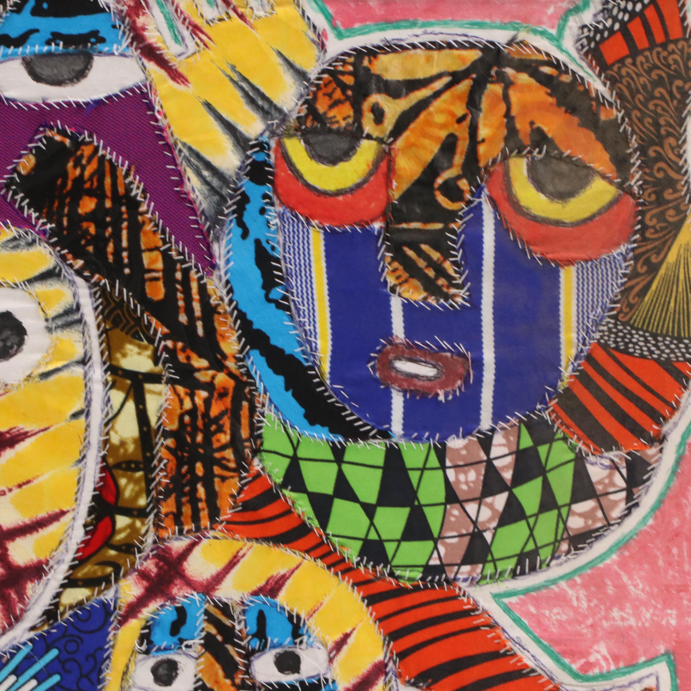 Kayode Buraimoh Stylized Mixed Media Collage Portrait, 2024