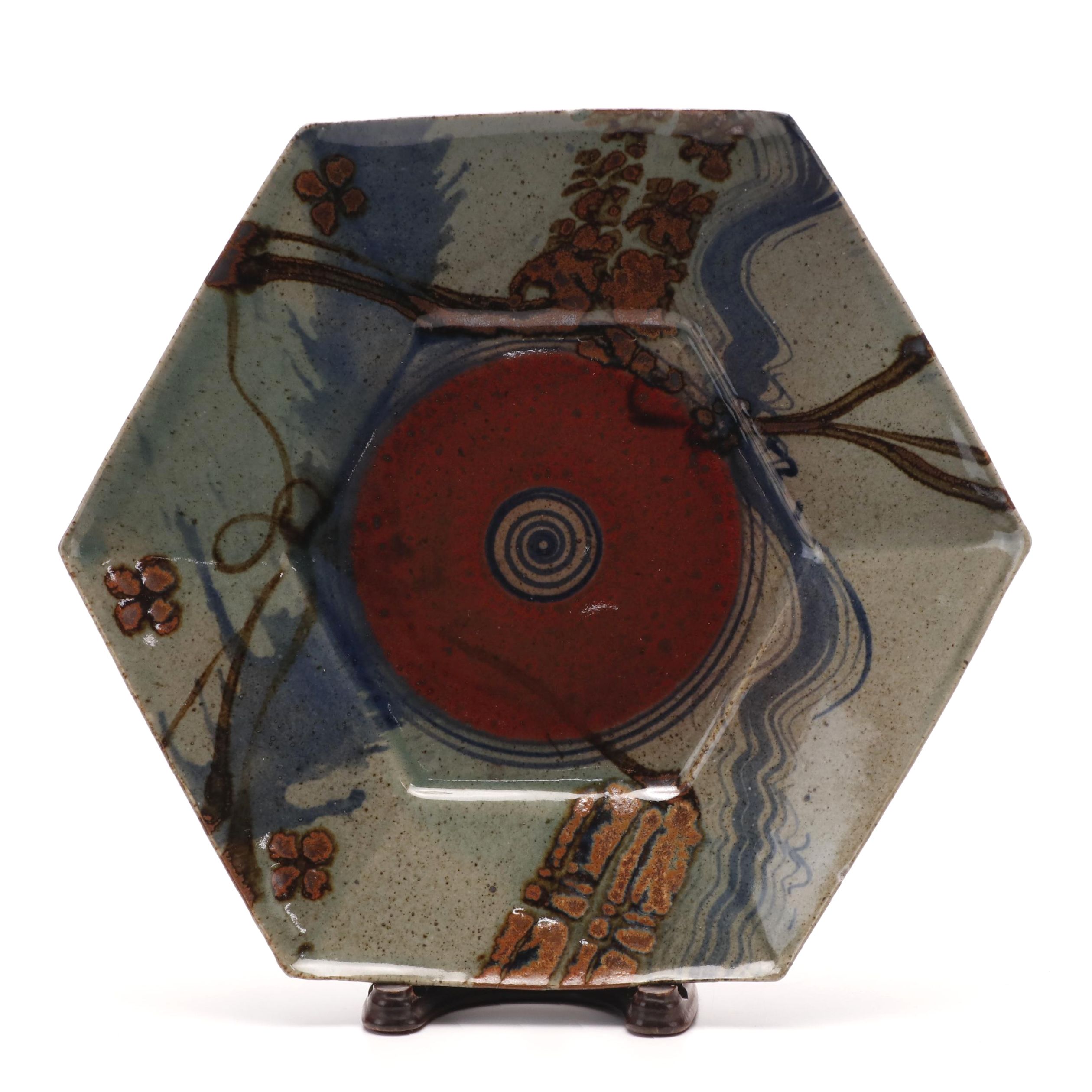 Robert Hasselle Studio Art Pottery Ceramic Plate, Late 20th Century