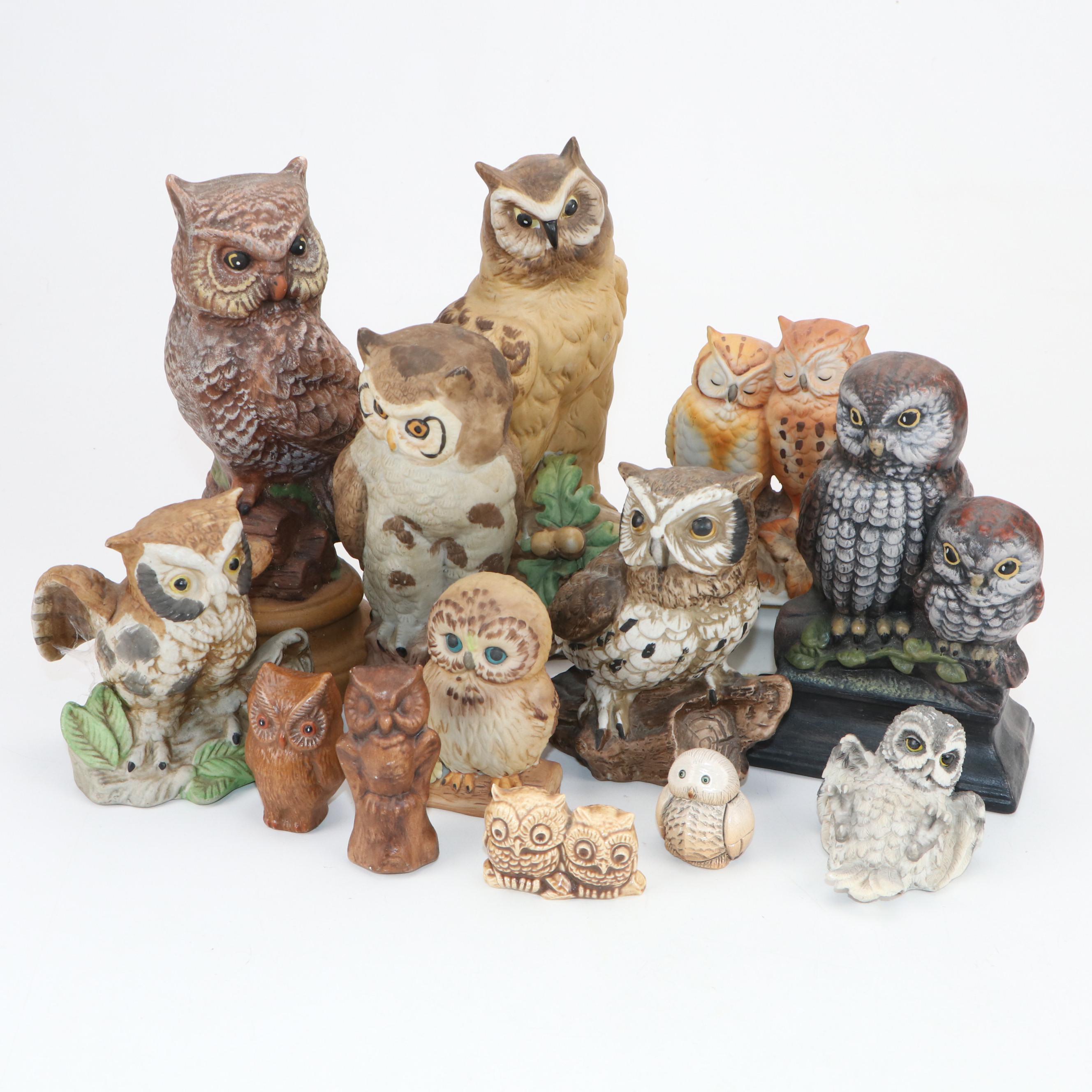 Towle Porcelain Music Box with Homco, Price and Other Owls