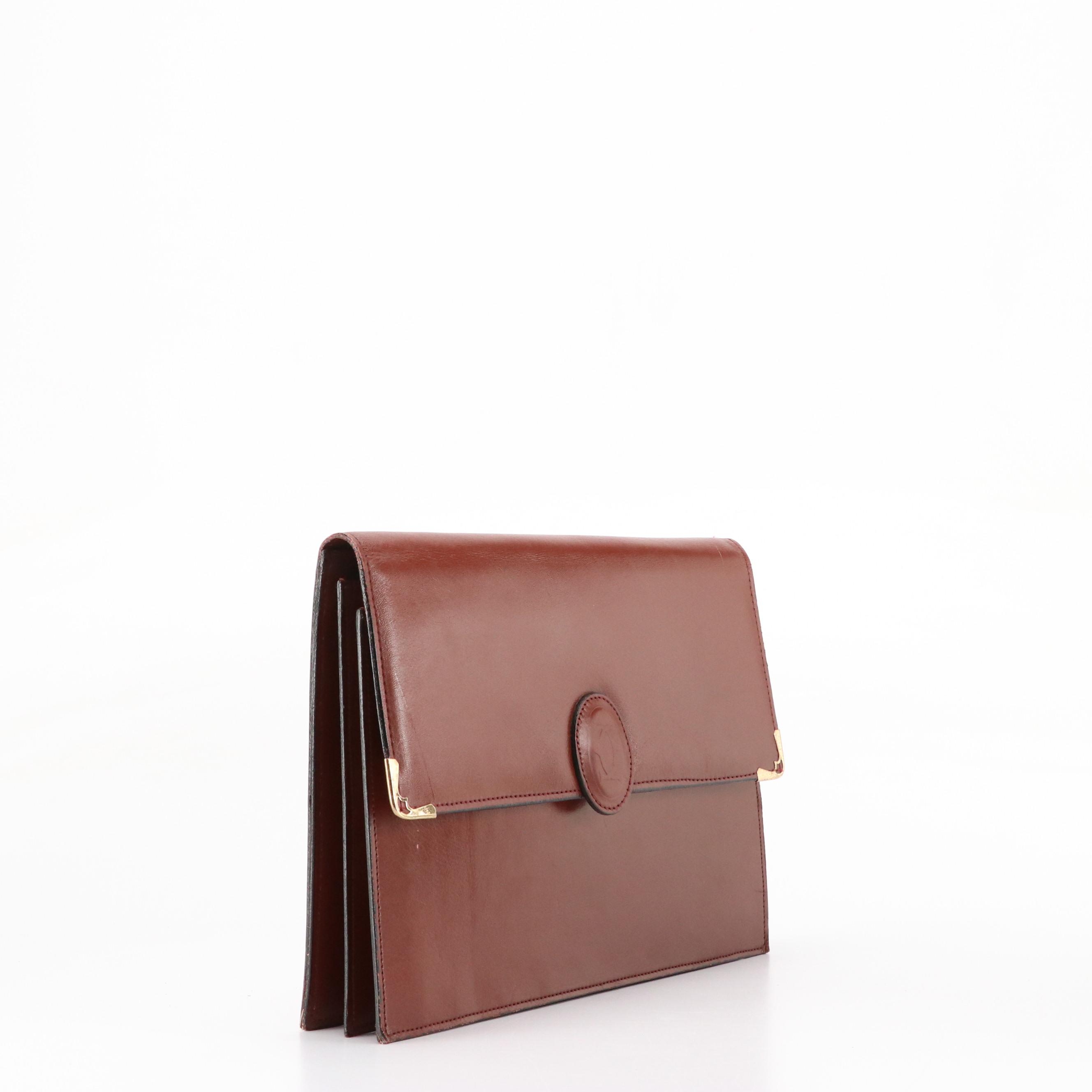 Cartier Les Must de Cartier Burgundy Leather Portfolio Clutch
