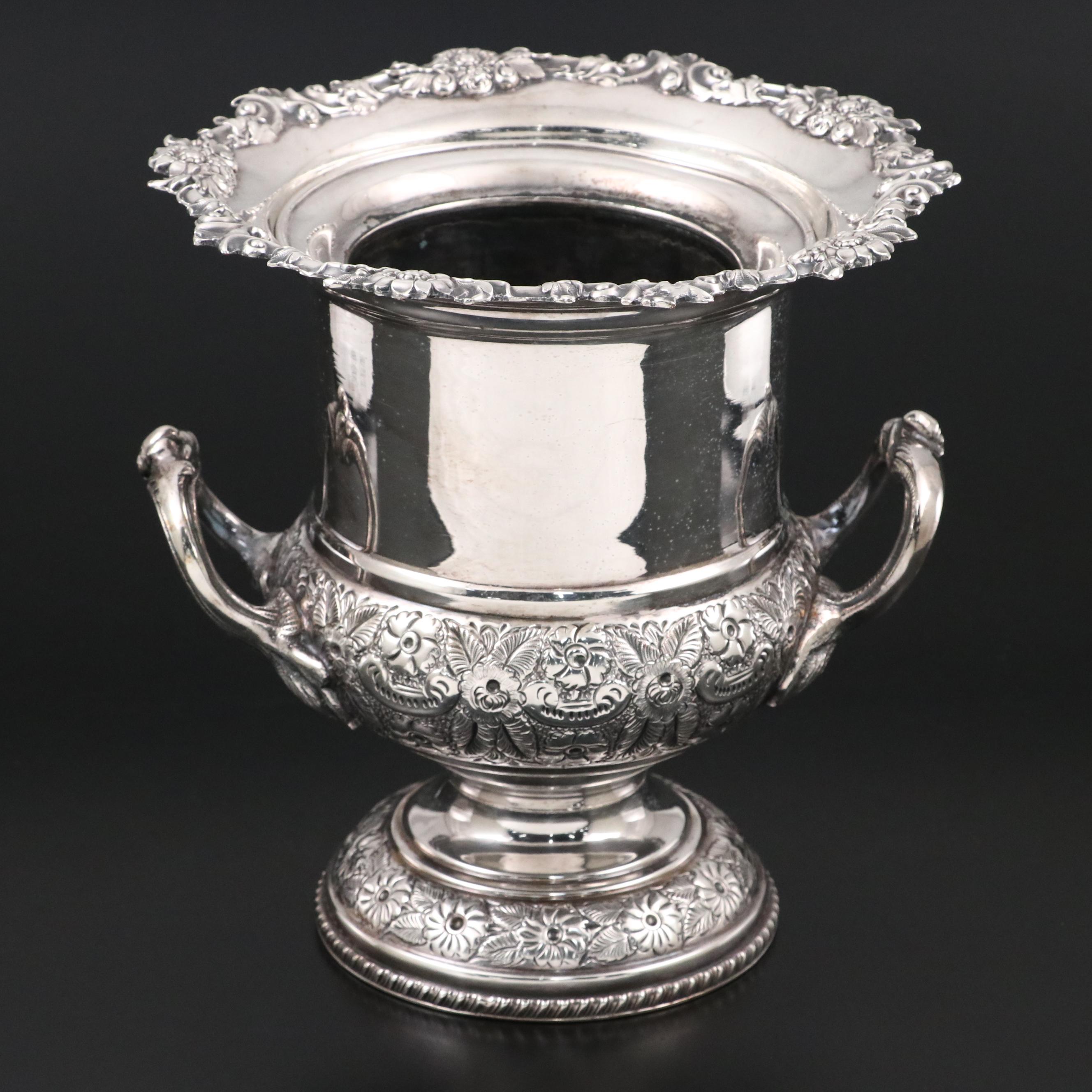 English Regency Style Silver Plate Champagne Bucket, 20th Century