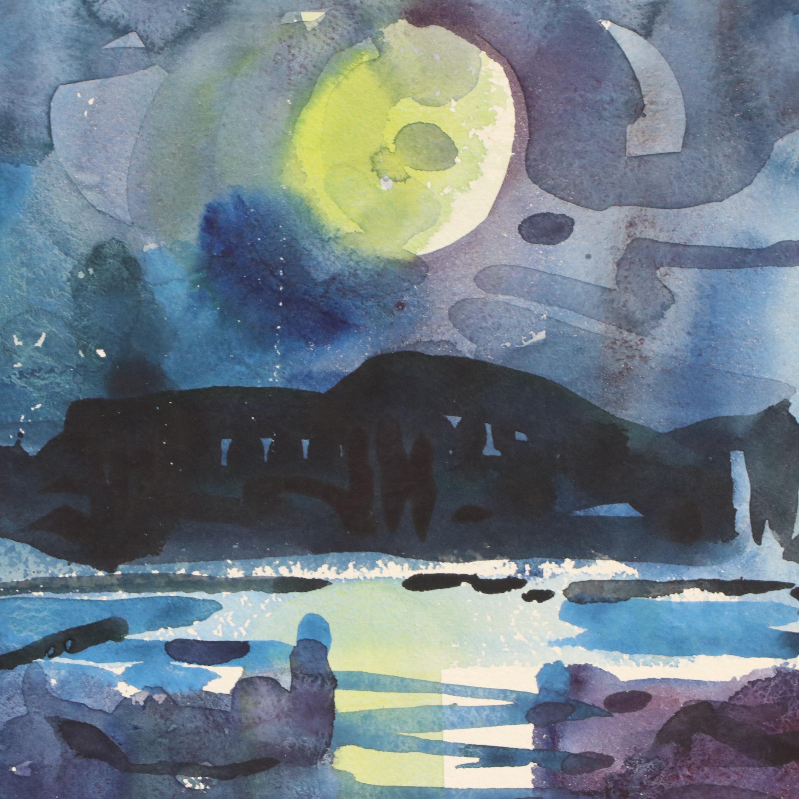 Jack Meanwell Nocturne Watercolor Painting, Late 20th Century