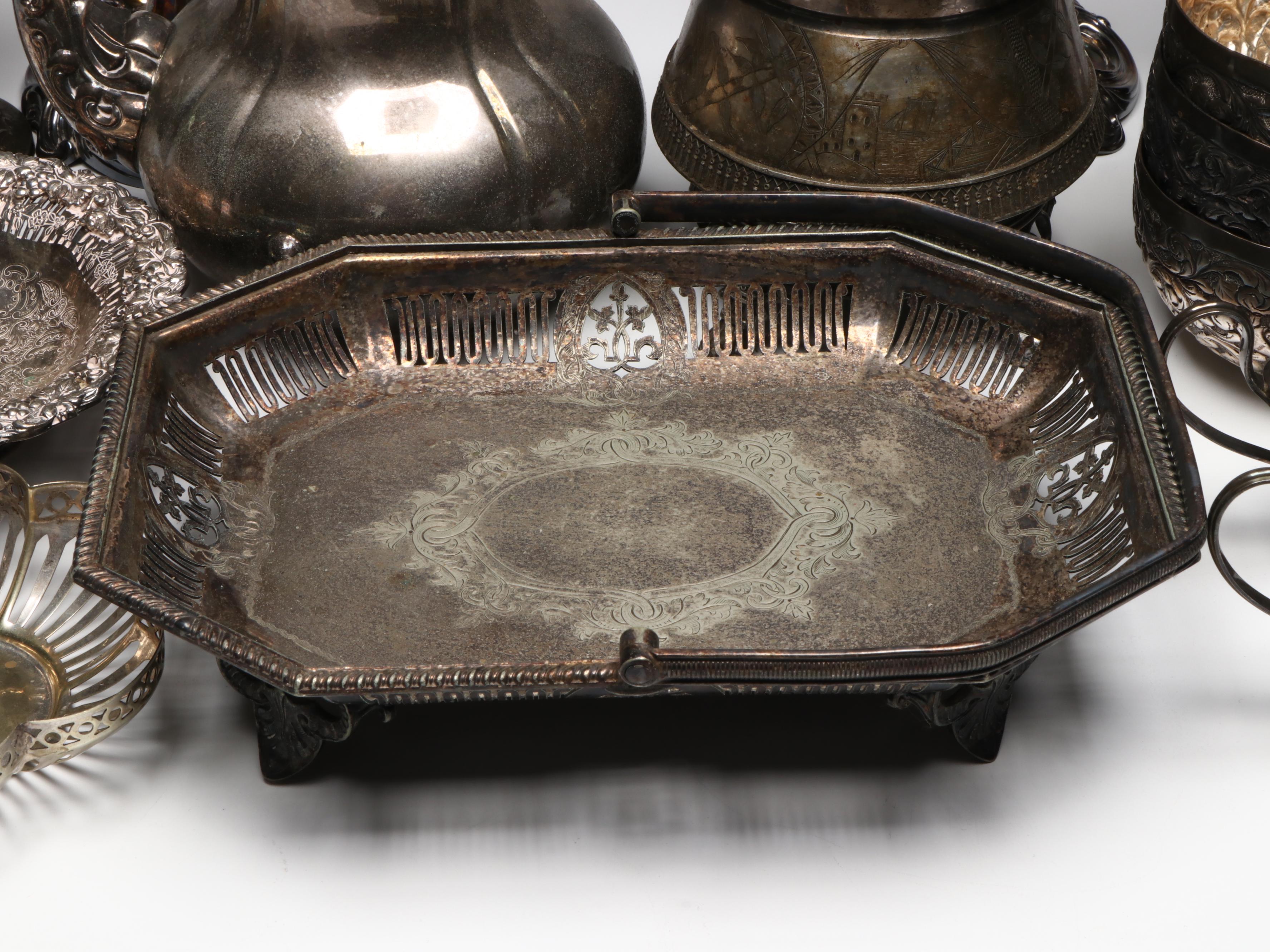 Towle Silver Plate Tilting Teapot with Other Tableware and Accessories