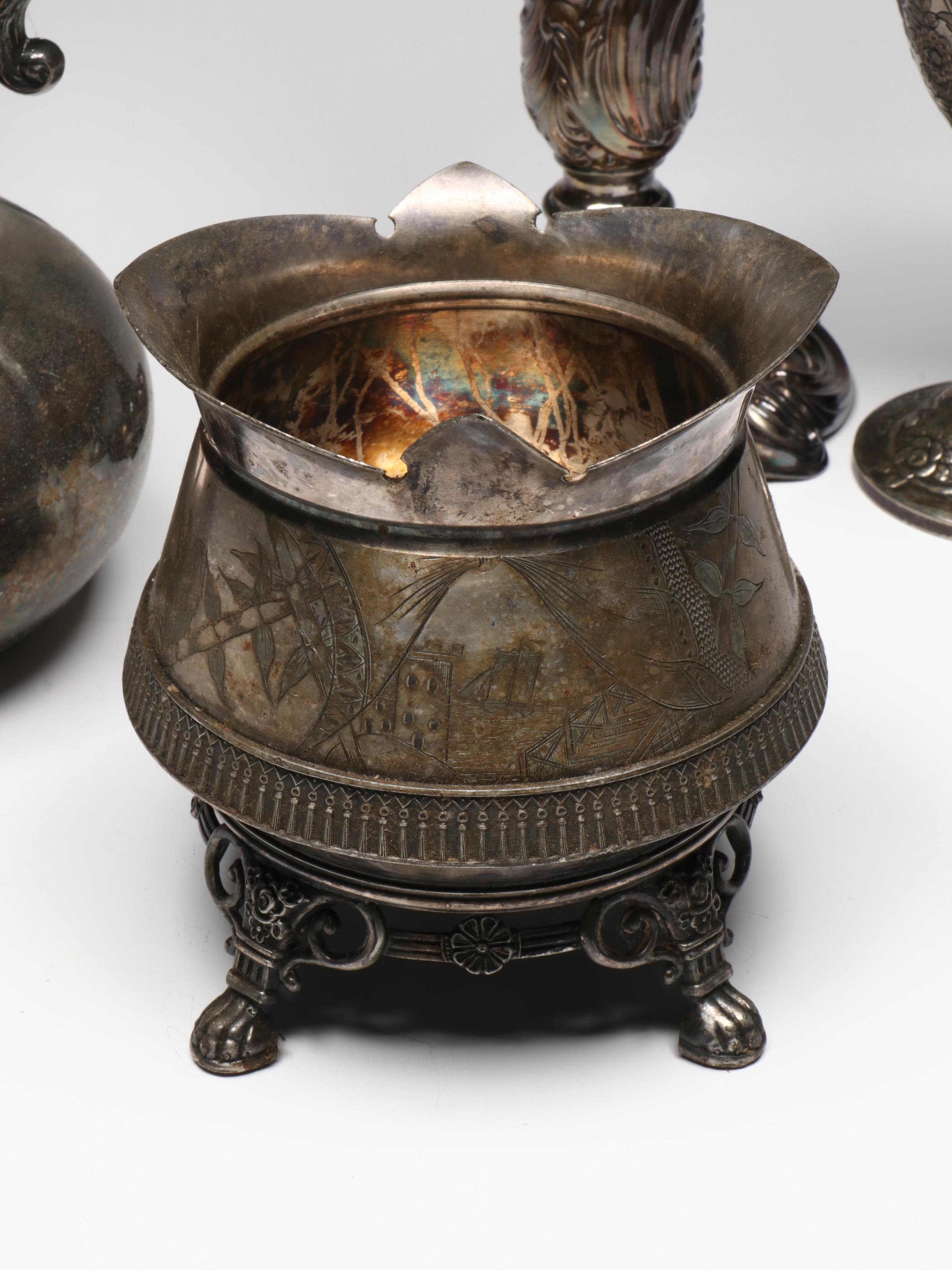 Towle Silver Plate Tilting Teapot with Other Tableware and Accessories