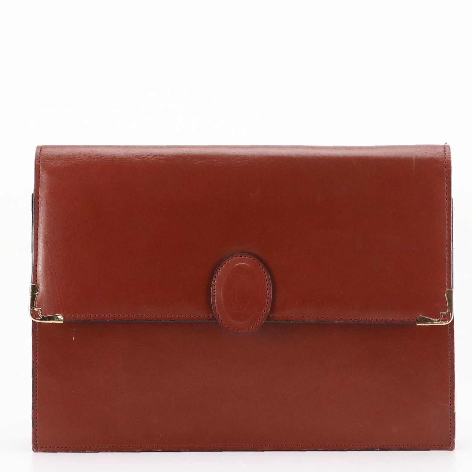 Cartier Les Must de Cartier Burgundy Leather Portfolio Clutch