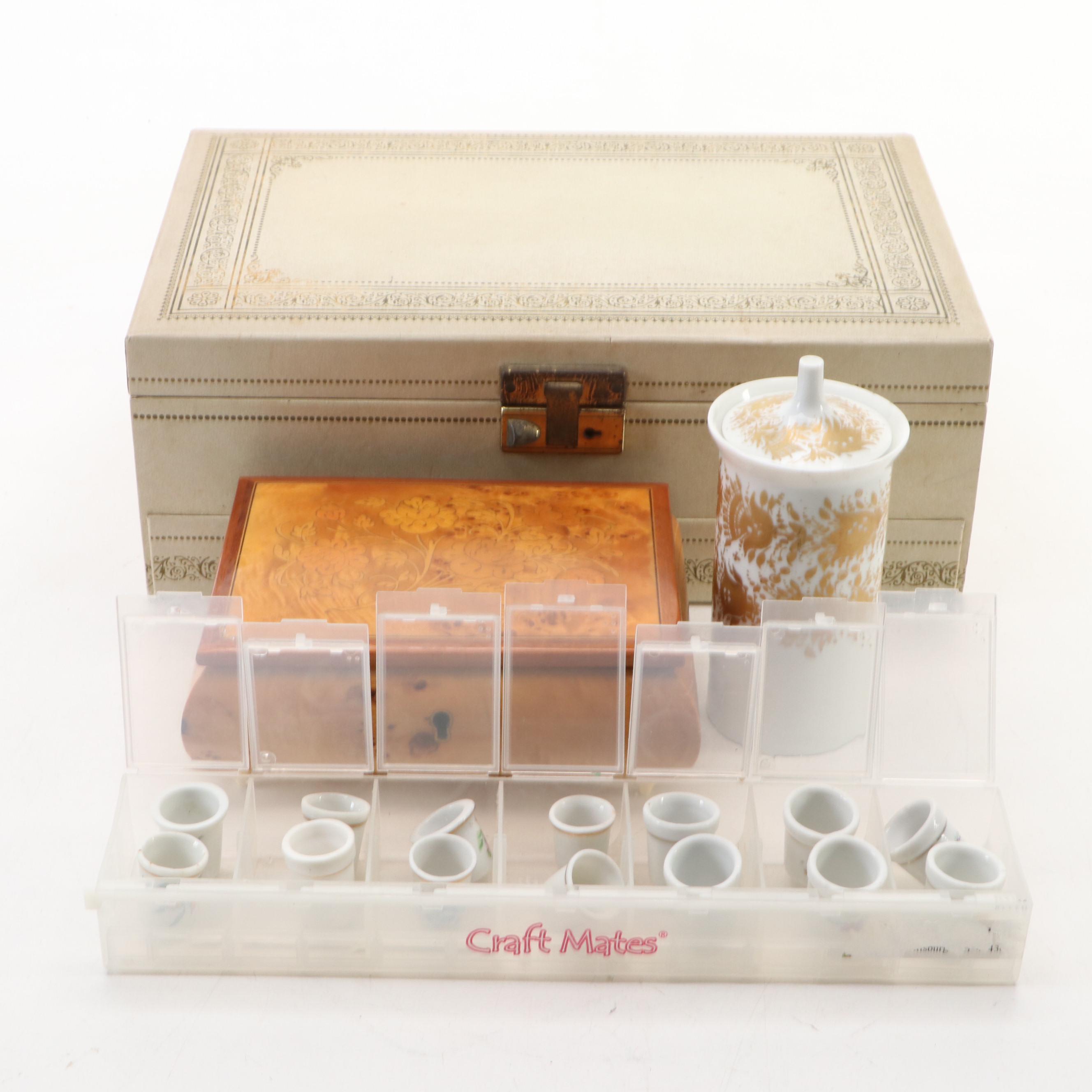 Rosenthal Porcelain Lidded Jar with Other Thimbles, Boxes and More