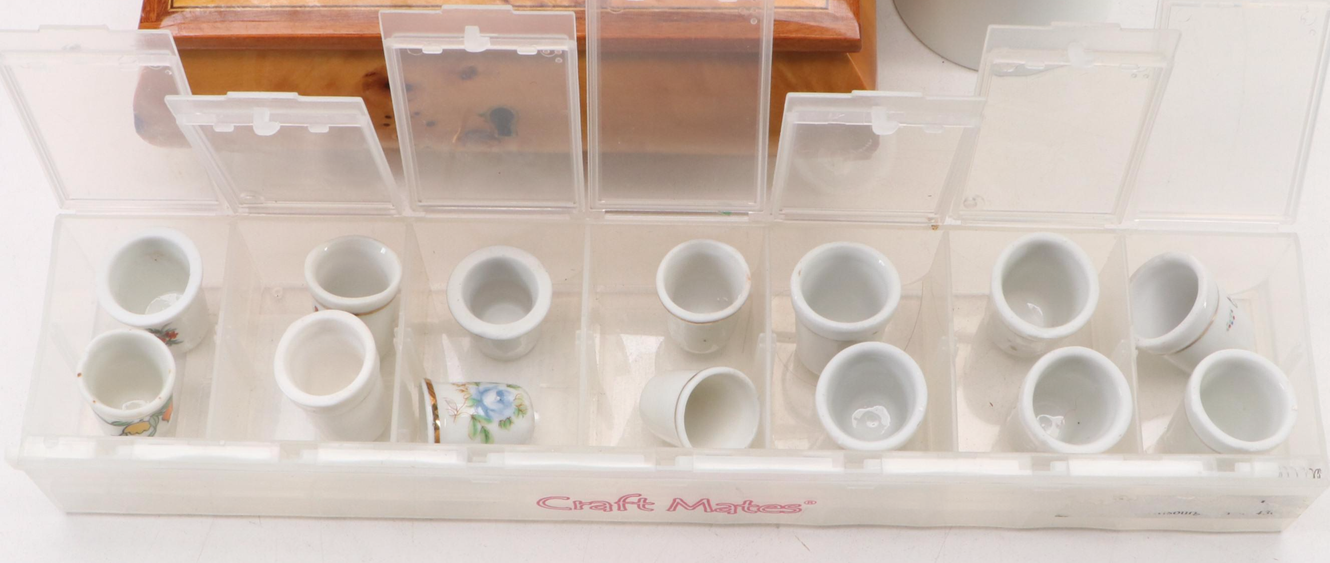 Rosenthal Porcelain Lidded Jar with Other Thimbles, Boxes and More