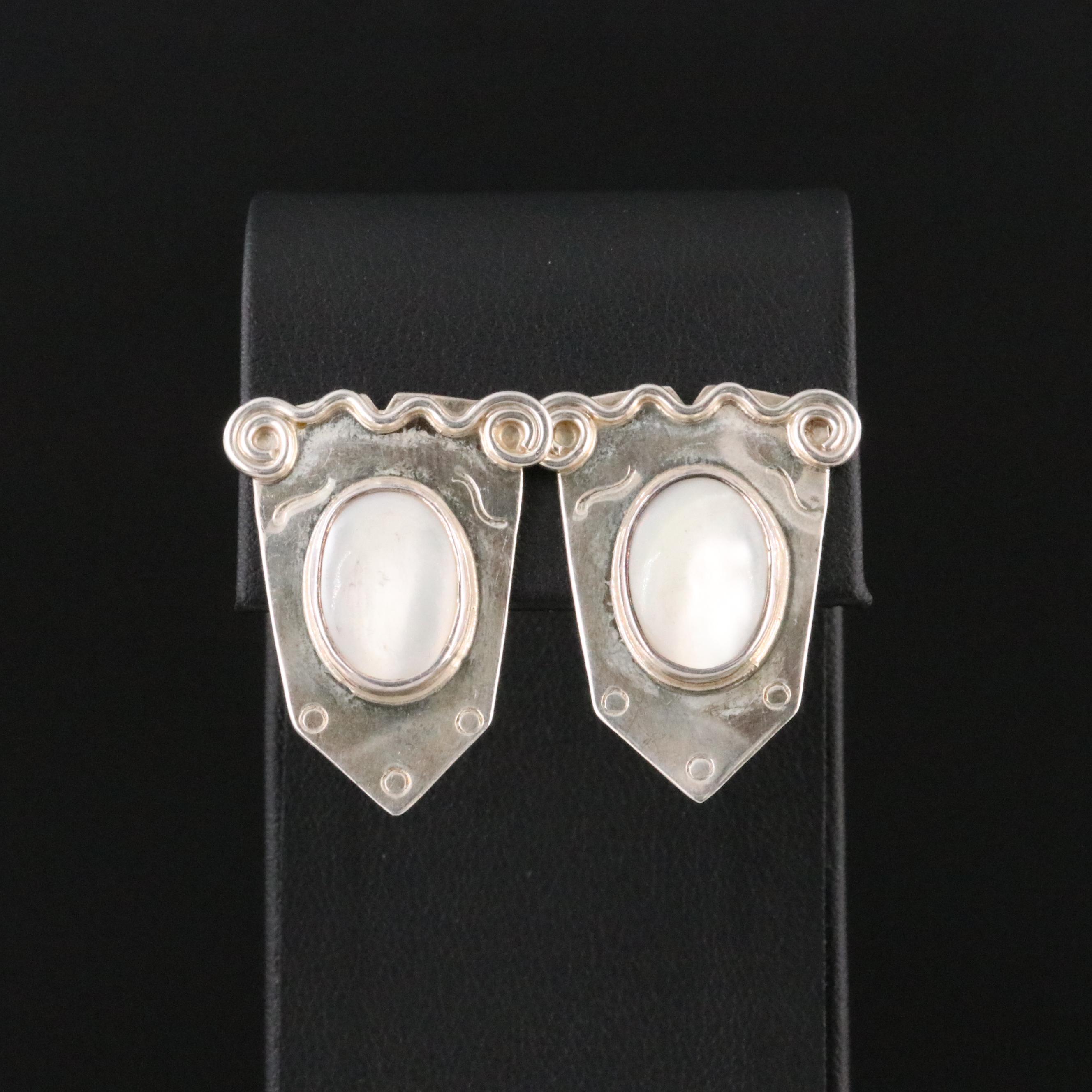 Barbara Sucherman Sterling Mother of Pearl Earrings