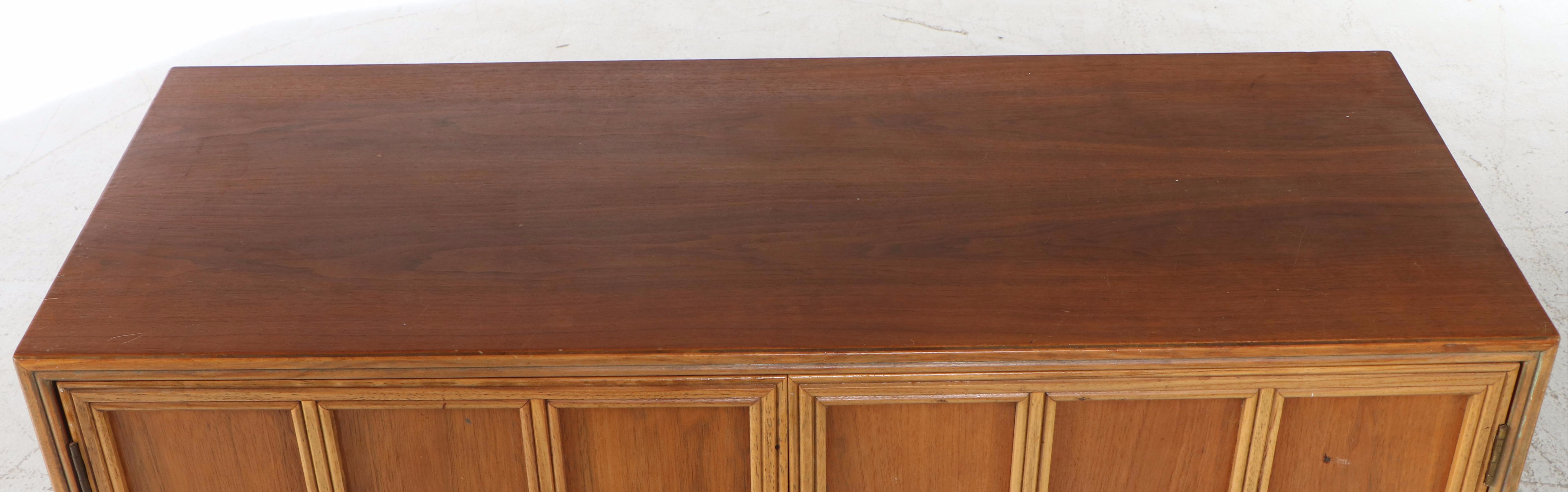 Mid Century Modern Studded Lattice-Front Walnut Cabinet