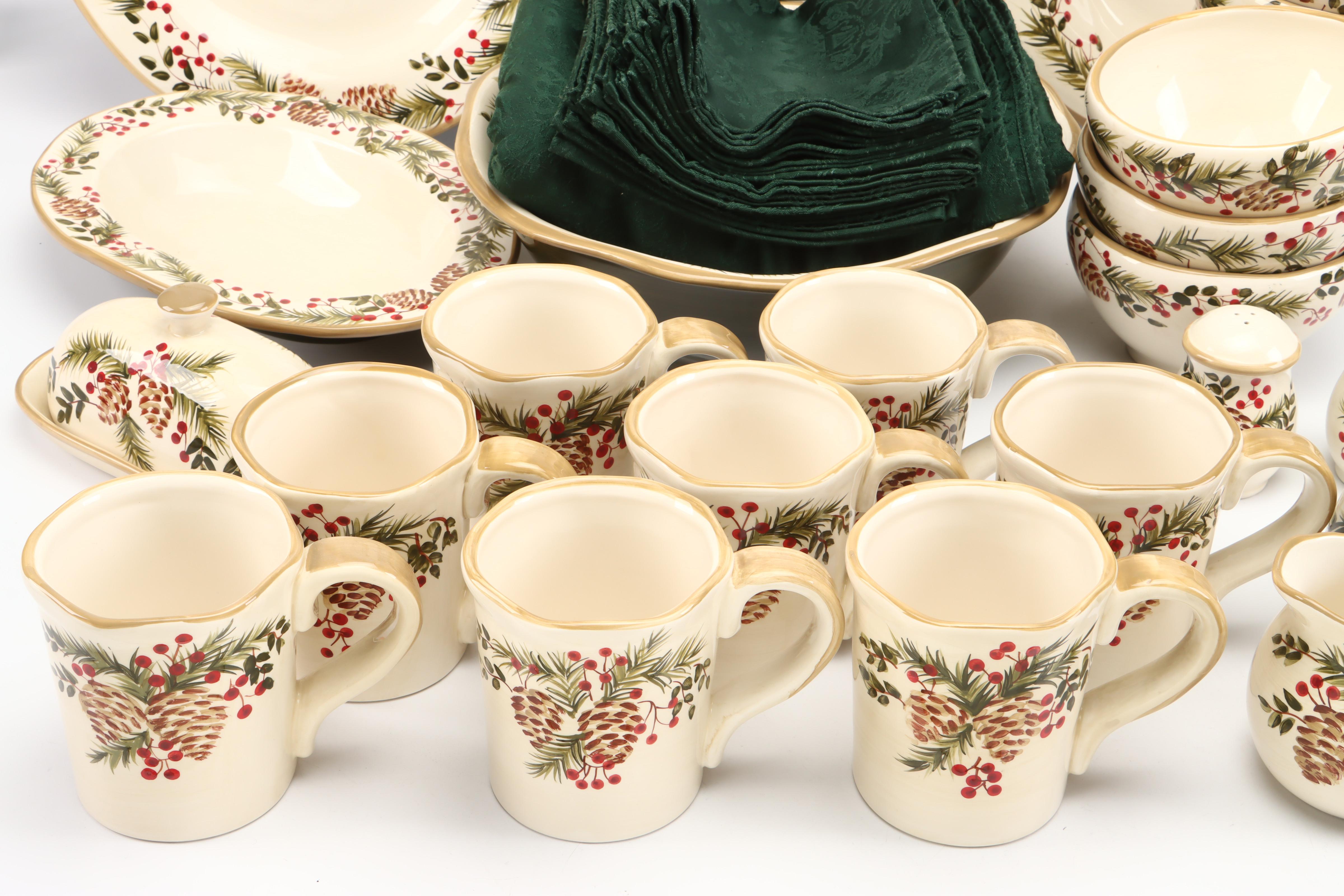 Target Home "Pine and Berries" Ceramic Dinnerware and Table Linens