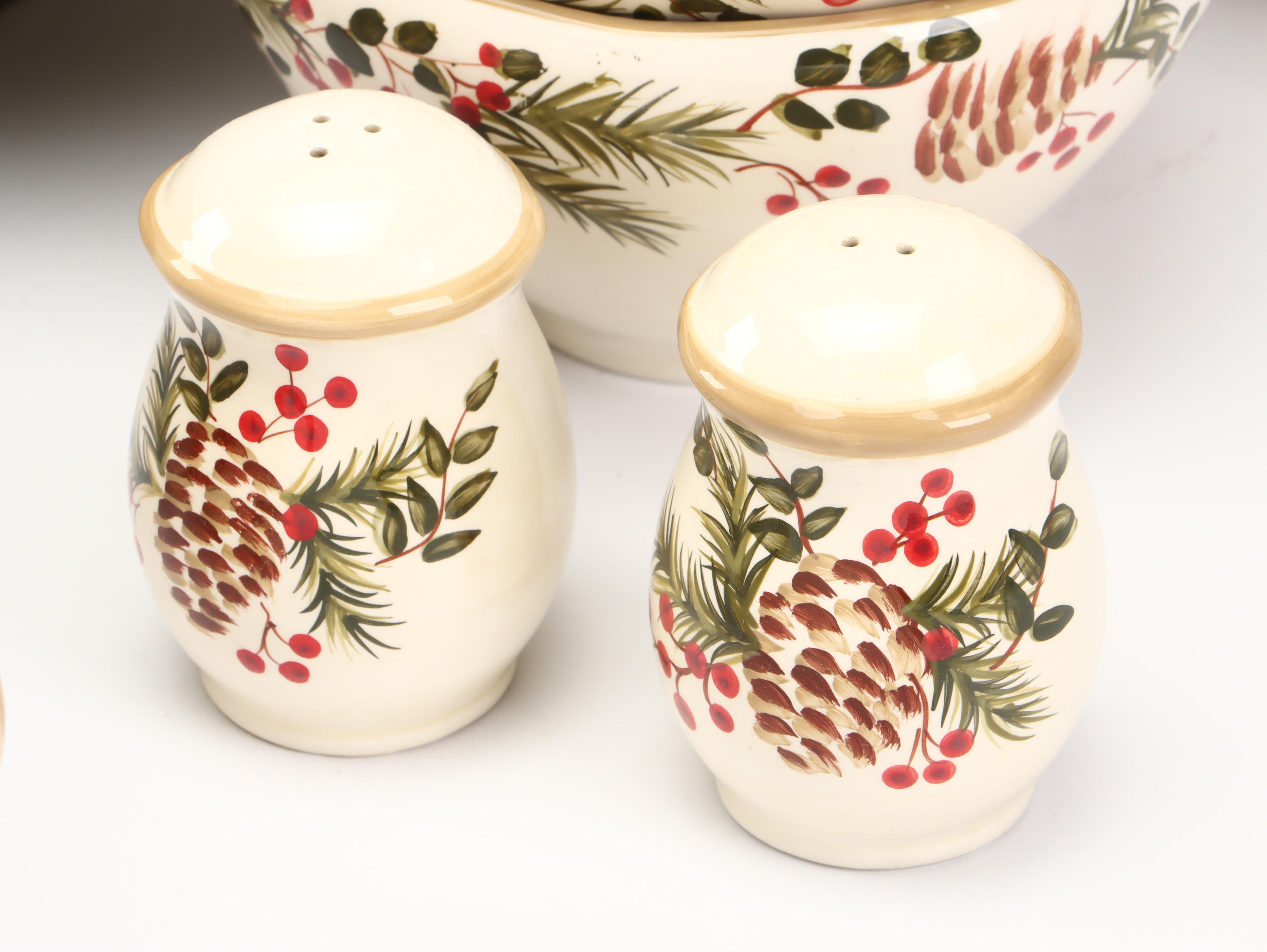 Target Home "Pine and Berries" Ceramic Dinnerware and Table Linens