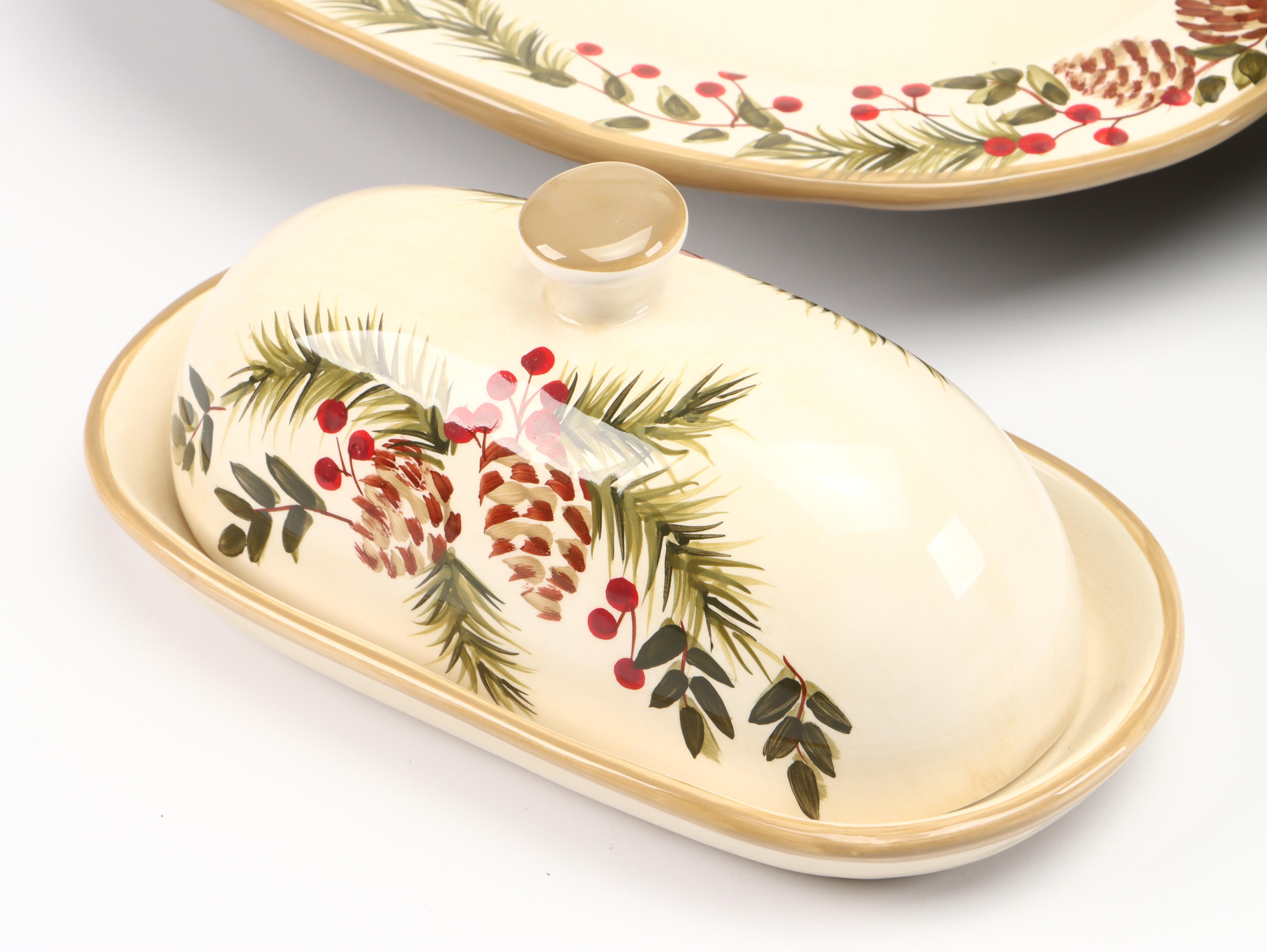 Target Home "Pine and Berries" Ceramic Dinnerware and Table Linens