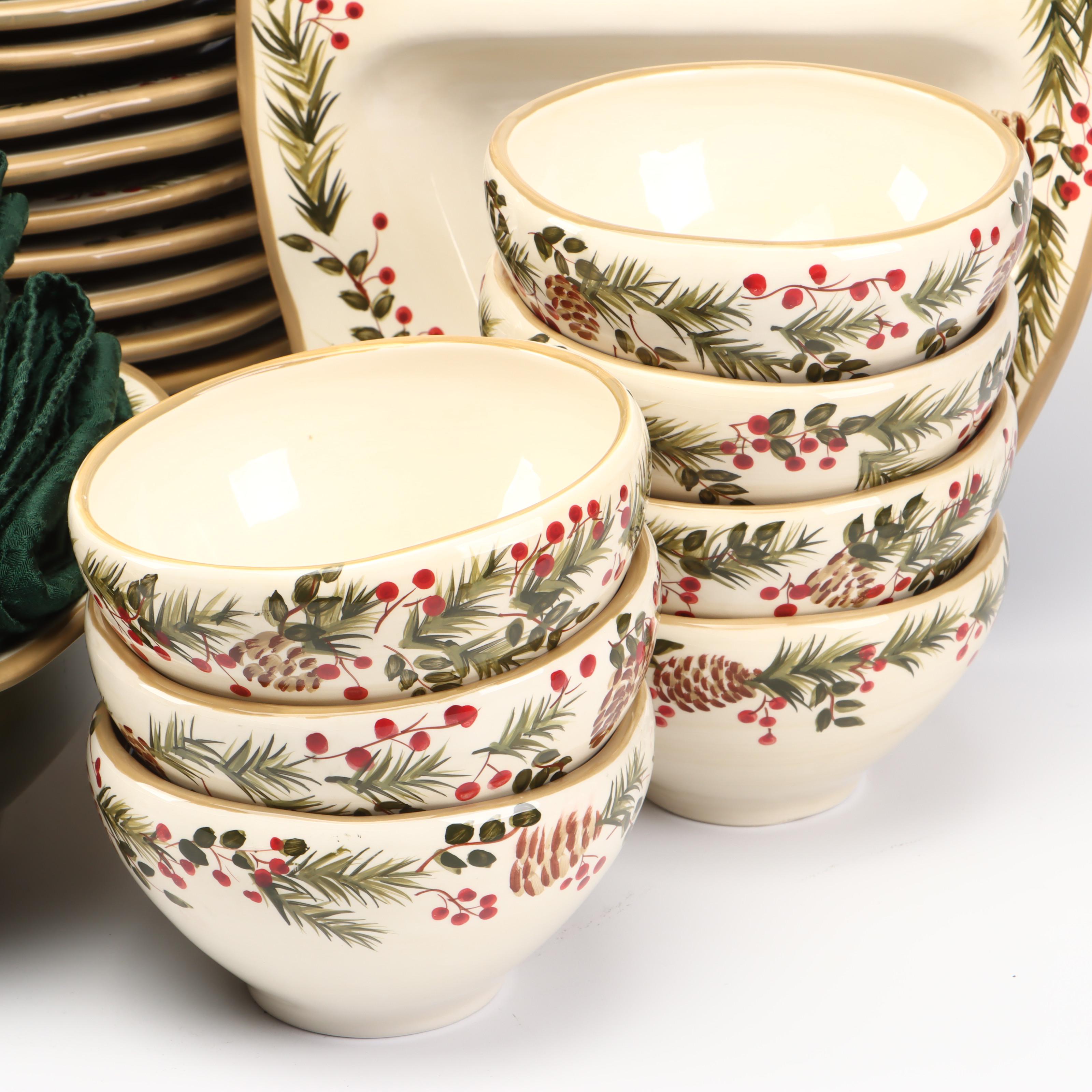 Target Home "Pine and Berries" Ceramic Dinnerware and Table Linens