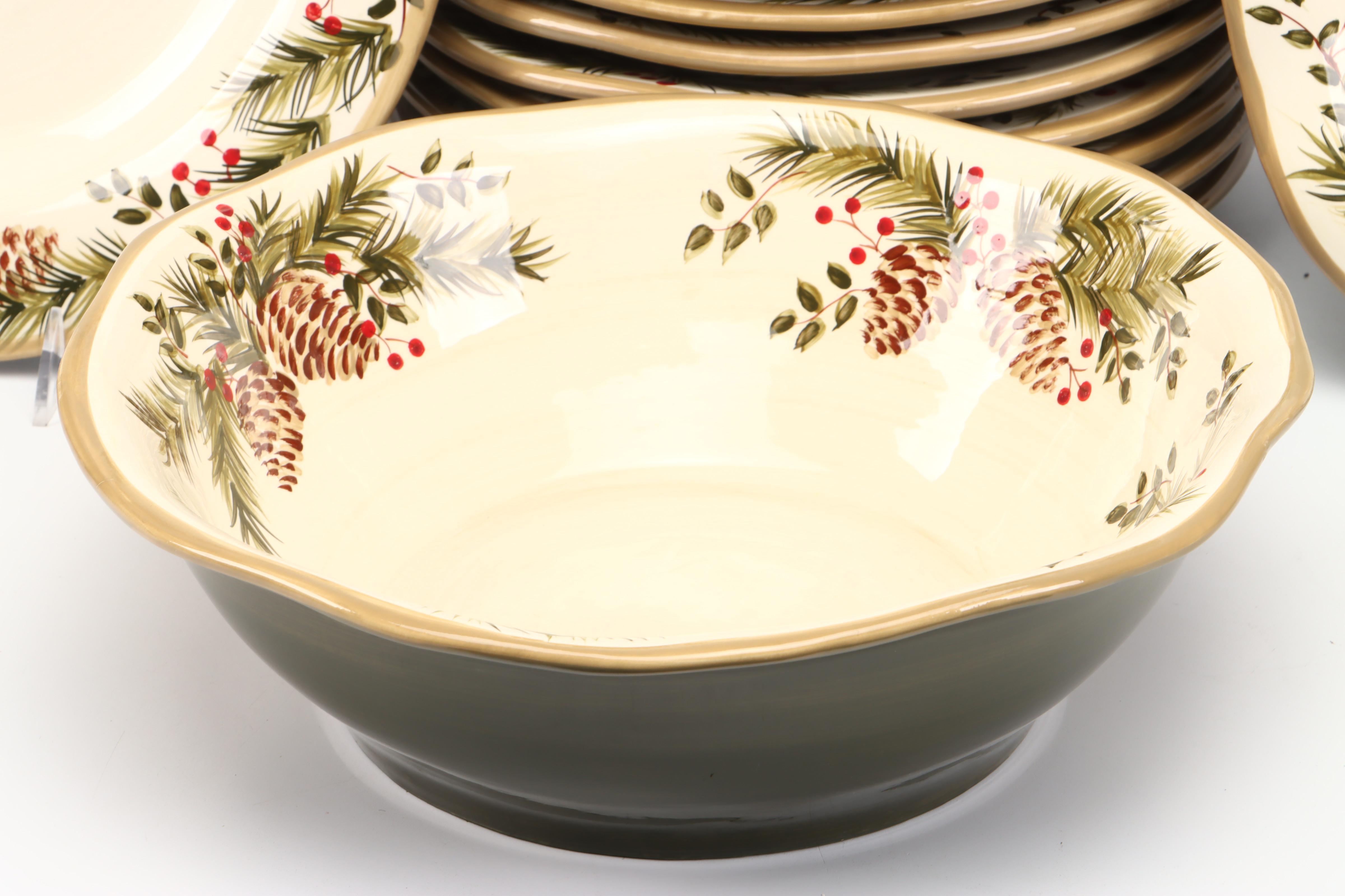 Target Home "Pine and Berries" Ceramic Dinnerware and Table Linens