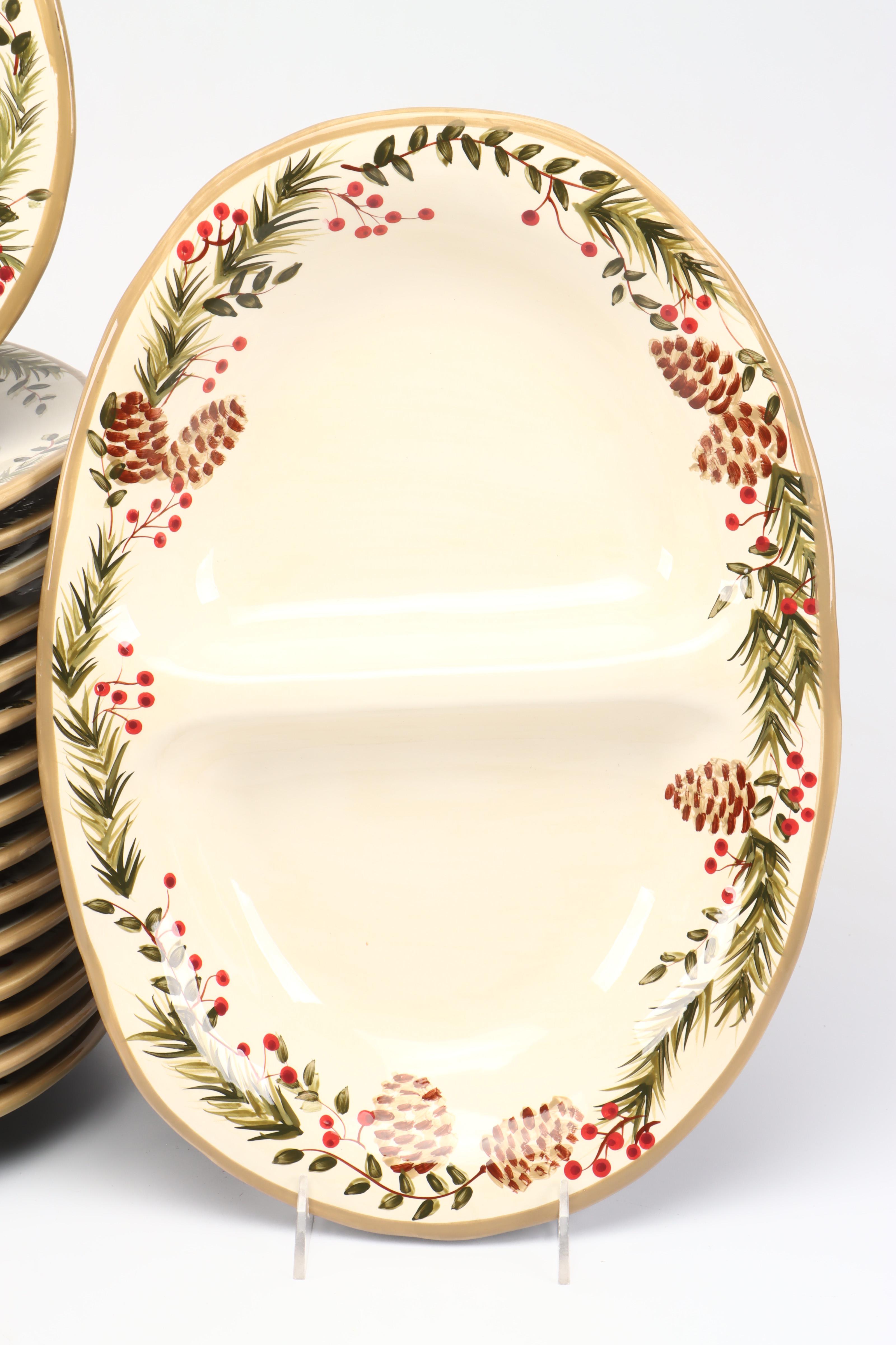 Target Home "Pine and Berries" Ceramic Dinnerware and Table Linens