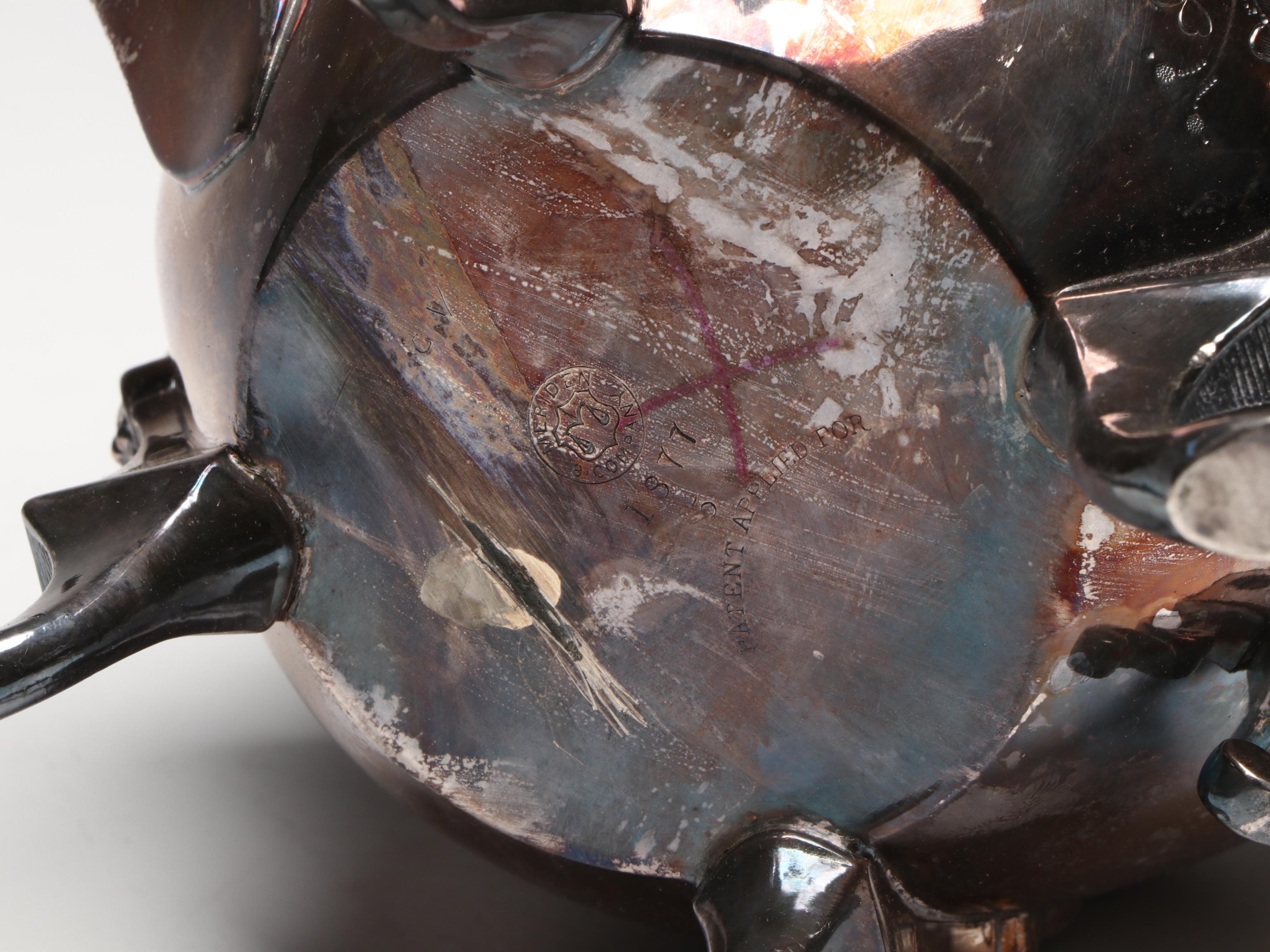 Meriden Company Teapot with Other Silver Plate Tableware