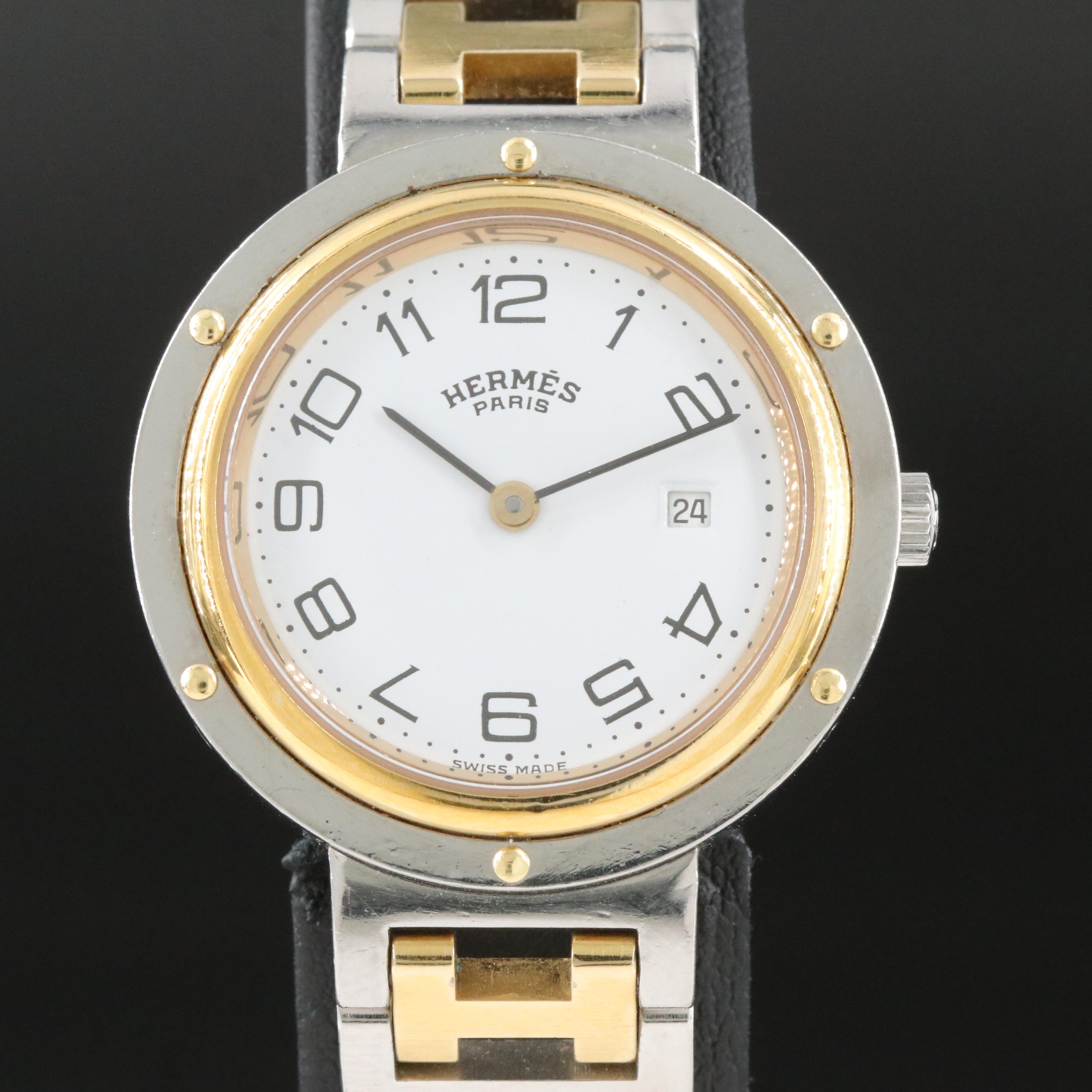 Hermès Clipper 54.03 White Dial 30mm Steel Quartz Watchc