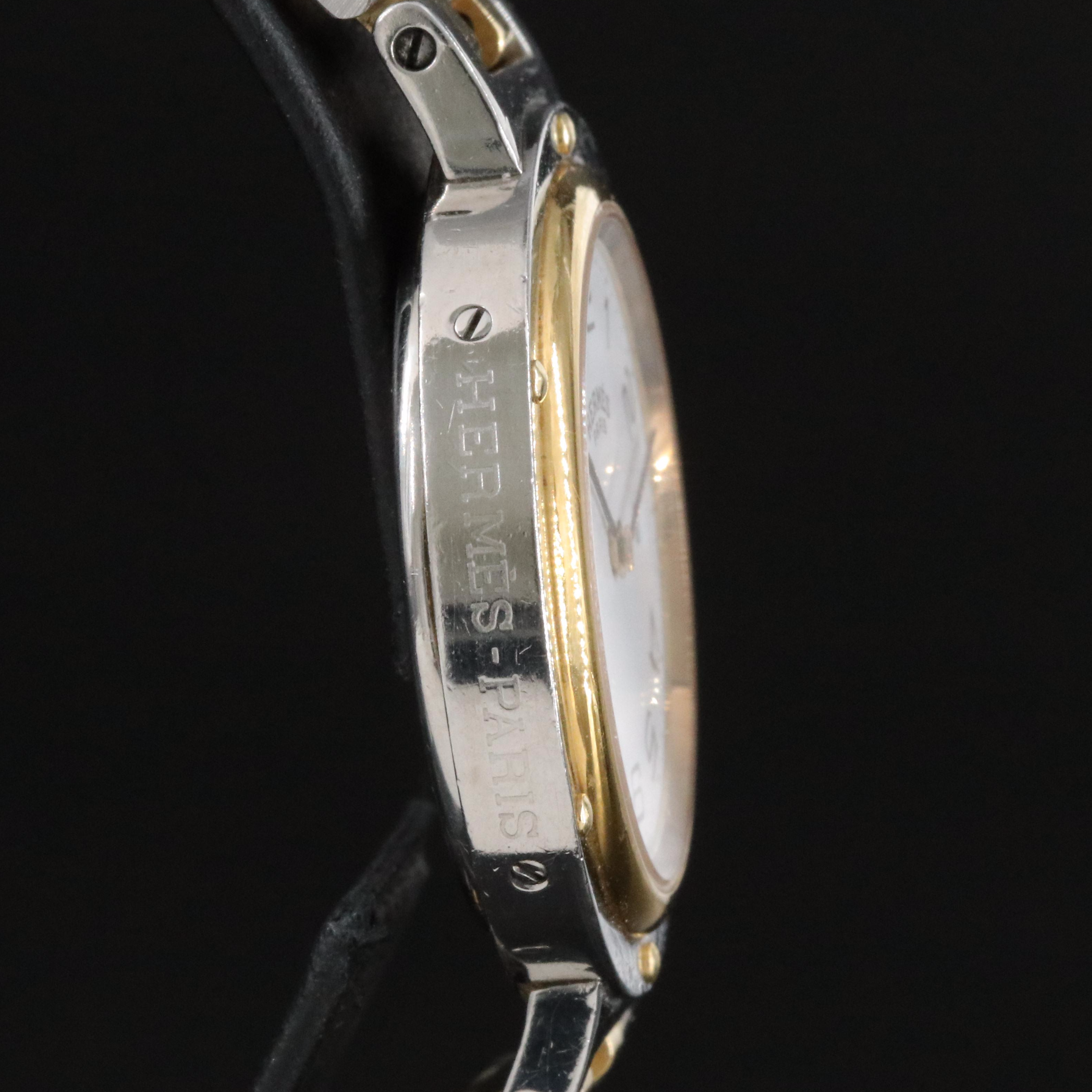 Hermès Clipper 54.03 White Dial 30mm Steel Quartz Watchc