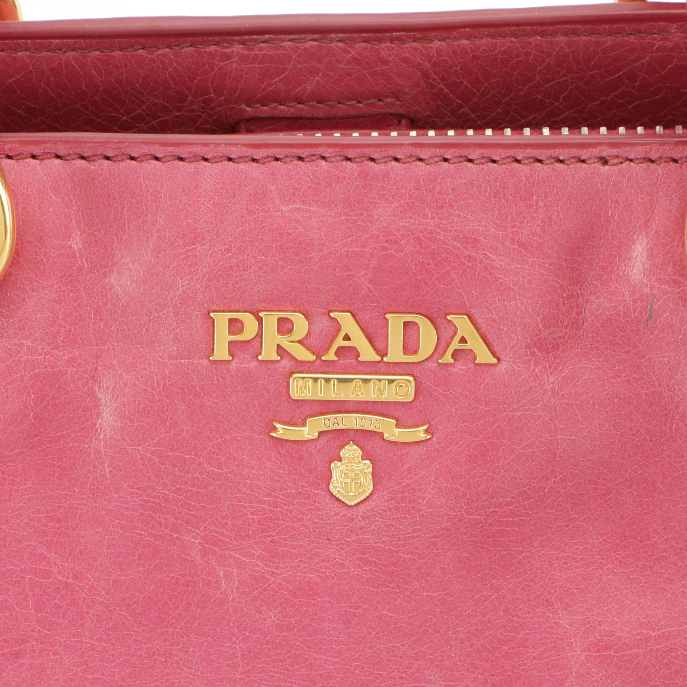 Prada Two-Way Shoulder Bag in Peonia Vitello Shine Leather