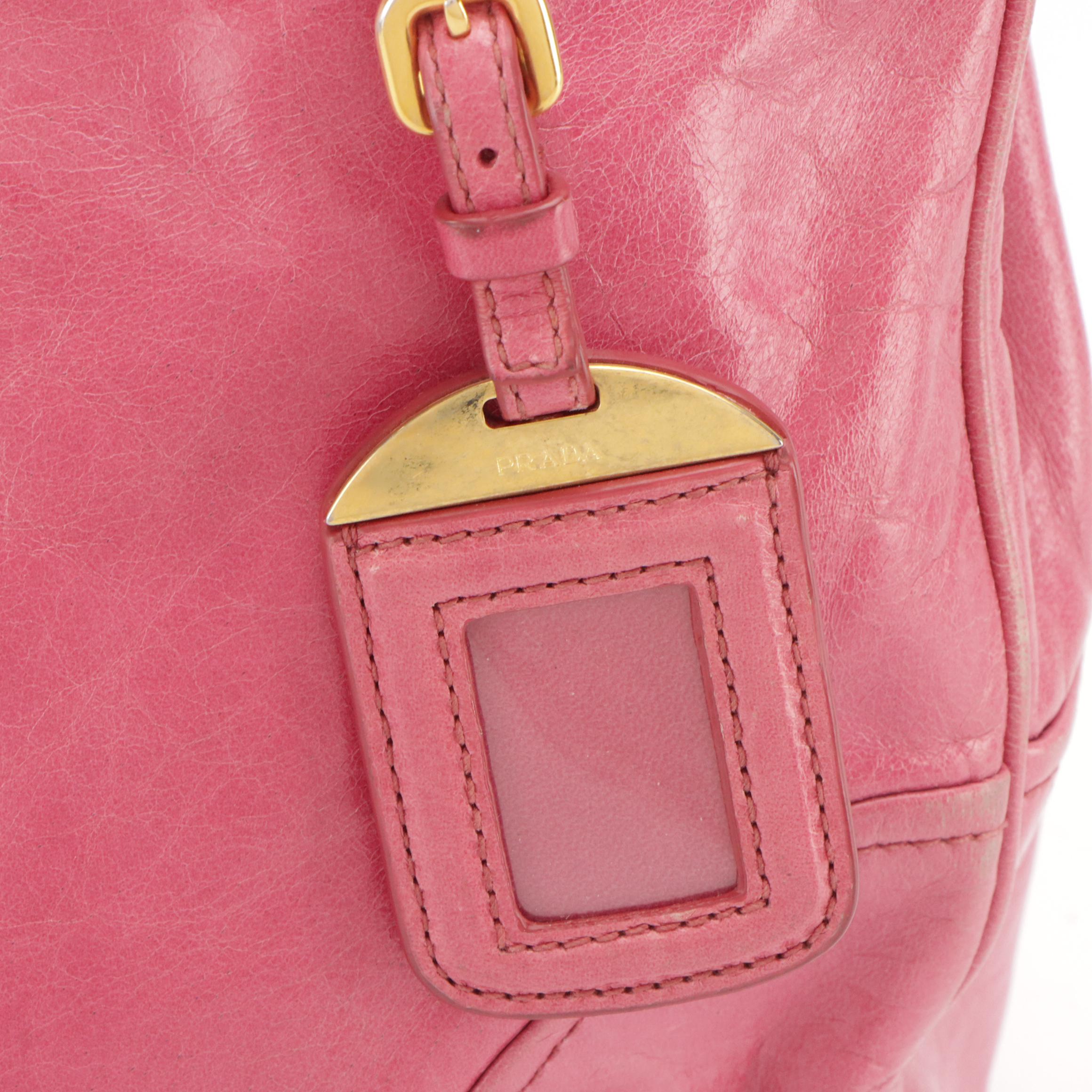 Prada Two-Way Shoulder Bag in Peonia Vitello Shine Leather