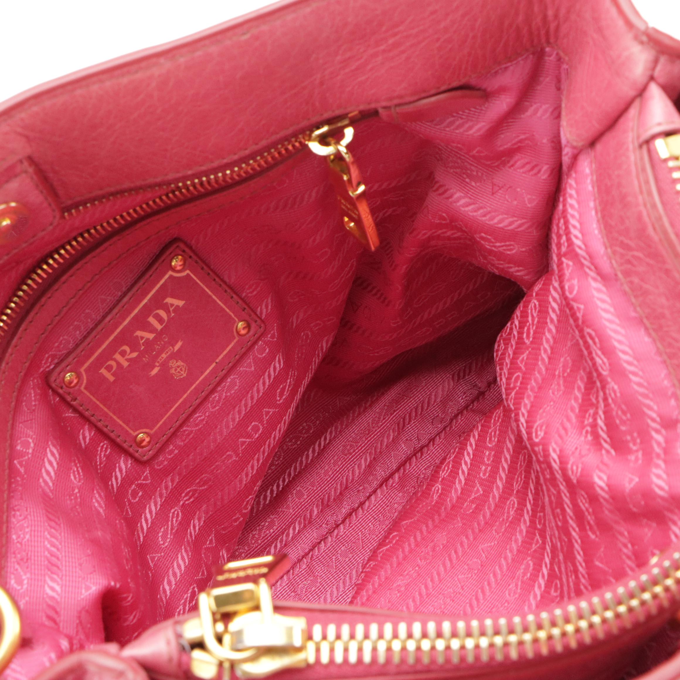 Prada Two-Way Shoulder Bag in Peonia Vitello Shine Leather