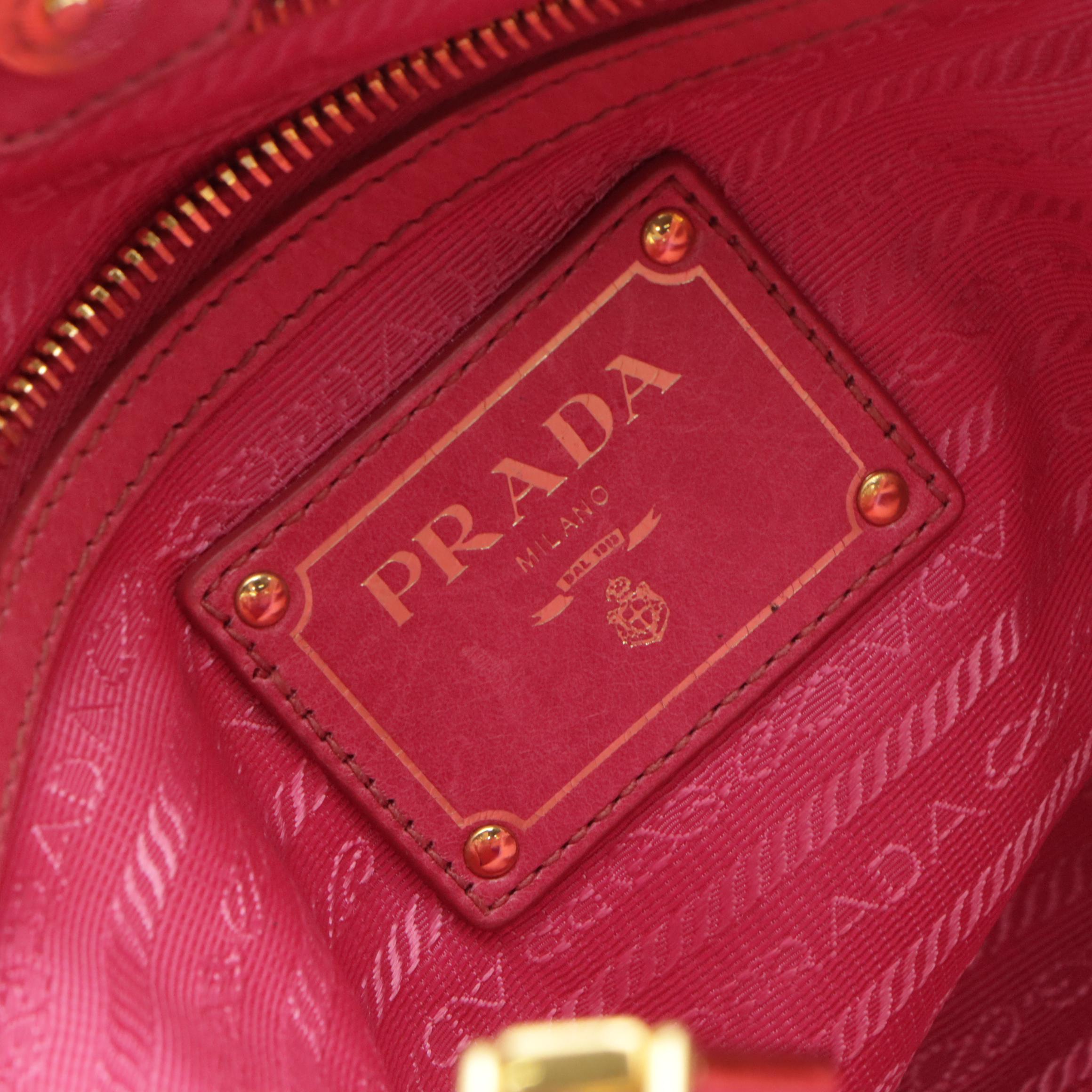 Prada Two-Way Shoulder Bag in Peonia Vitello Shine Leather