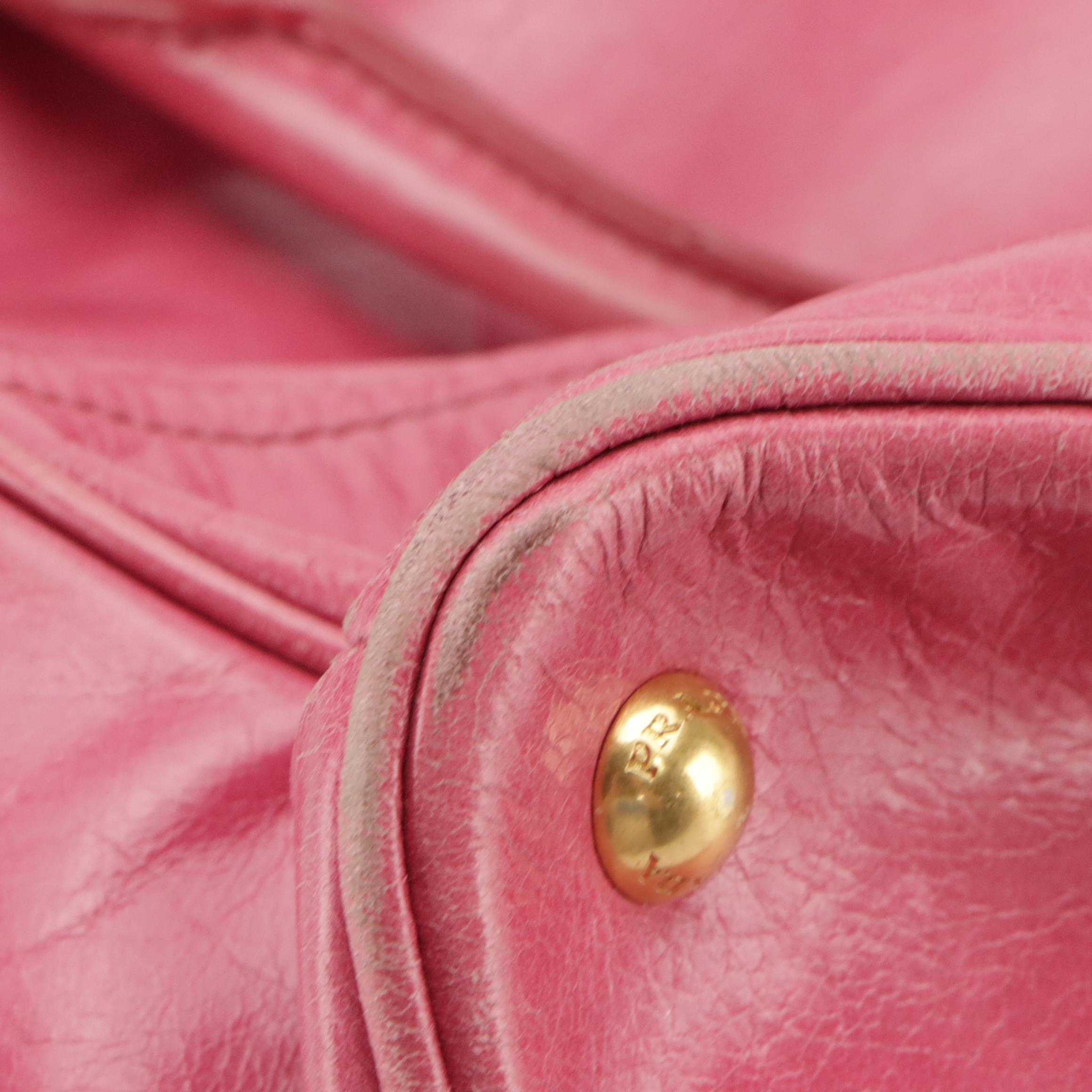 Prada Two-Way Shoulder Bag in Peonia Vitello Shine Leather