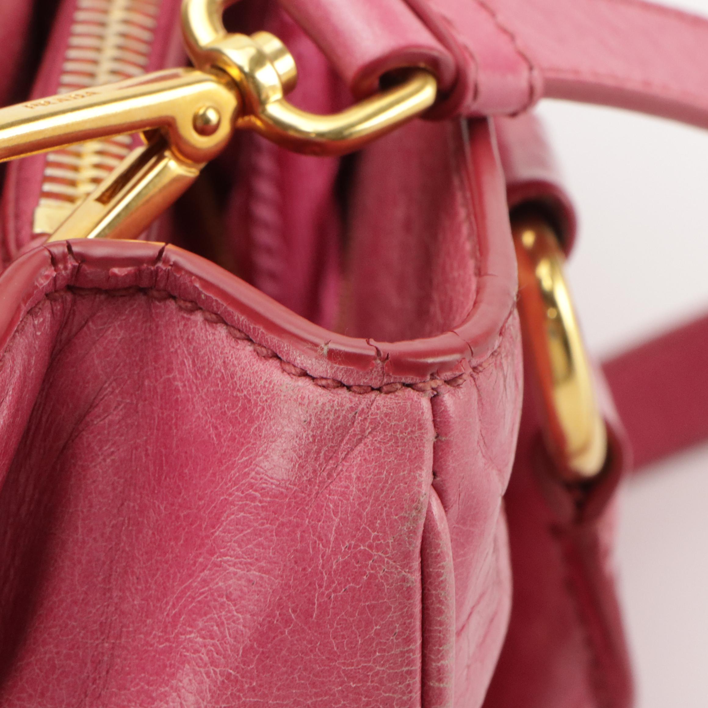 Prada Two-Way Shoulder Bag in Peonia Vitello Shine Leather