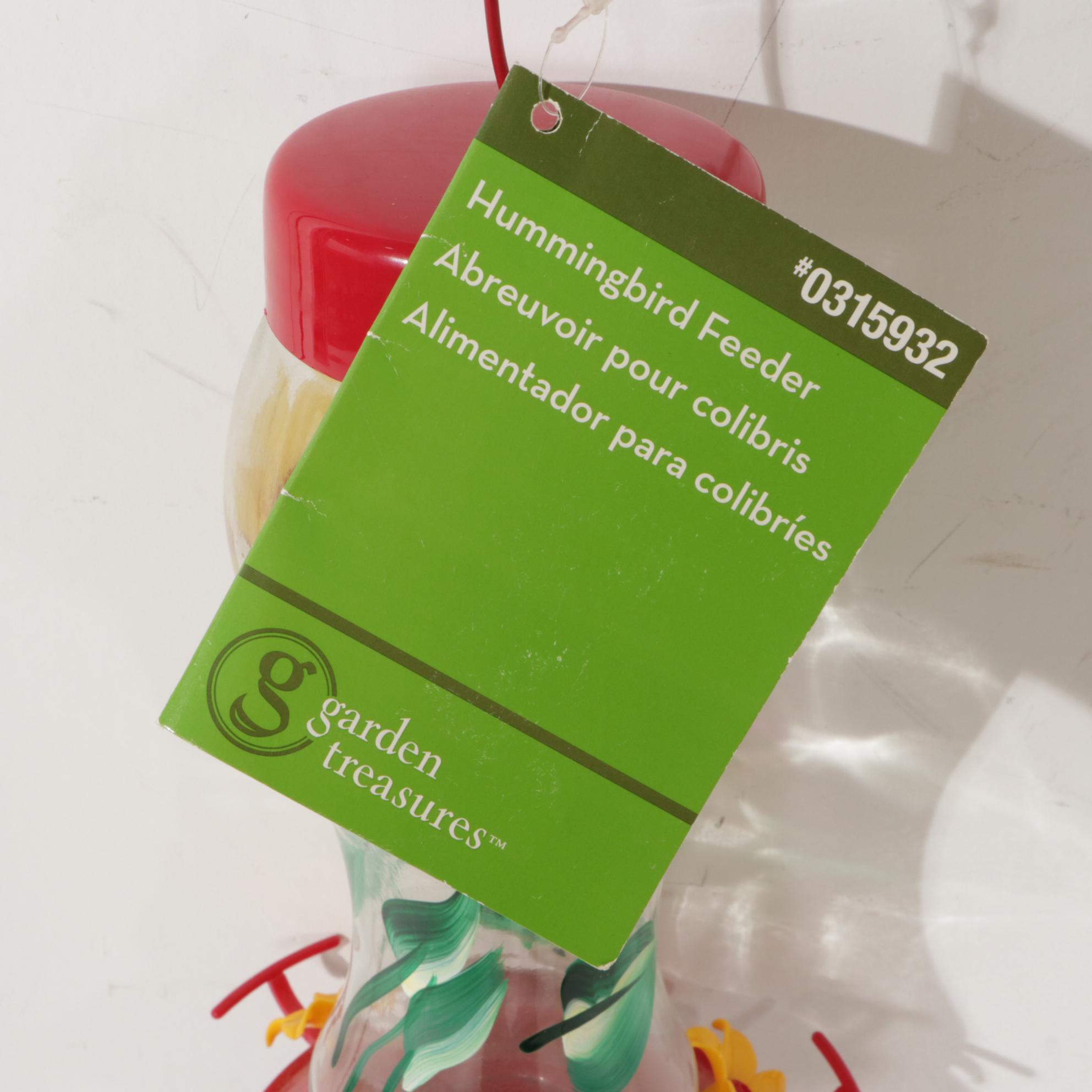 Garden Treasures Glass Hummingbird Feeder with Hanging Post