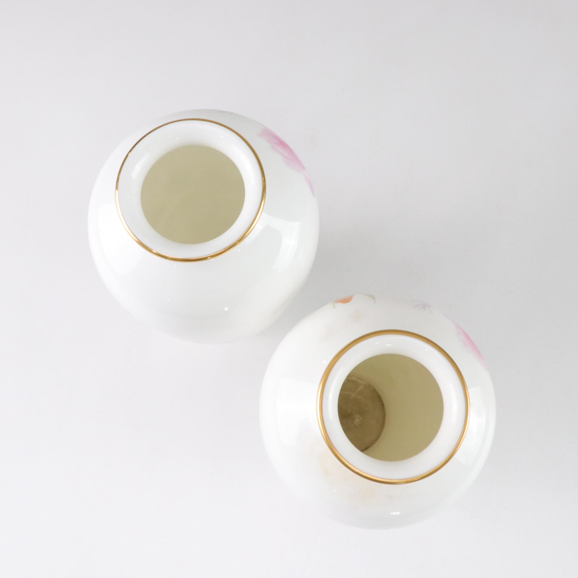 Noritake Gilt Trim Vases & Plate with Floral Motif