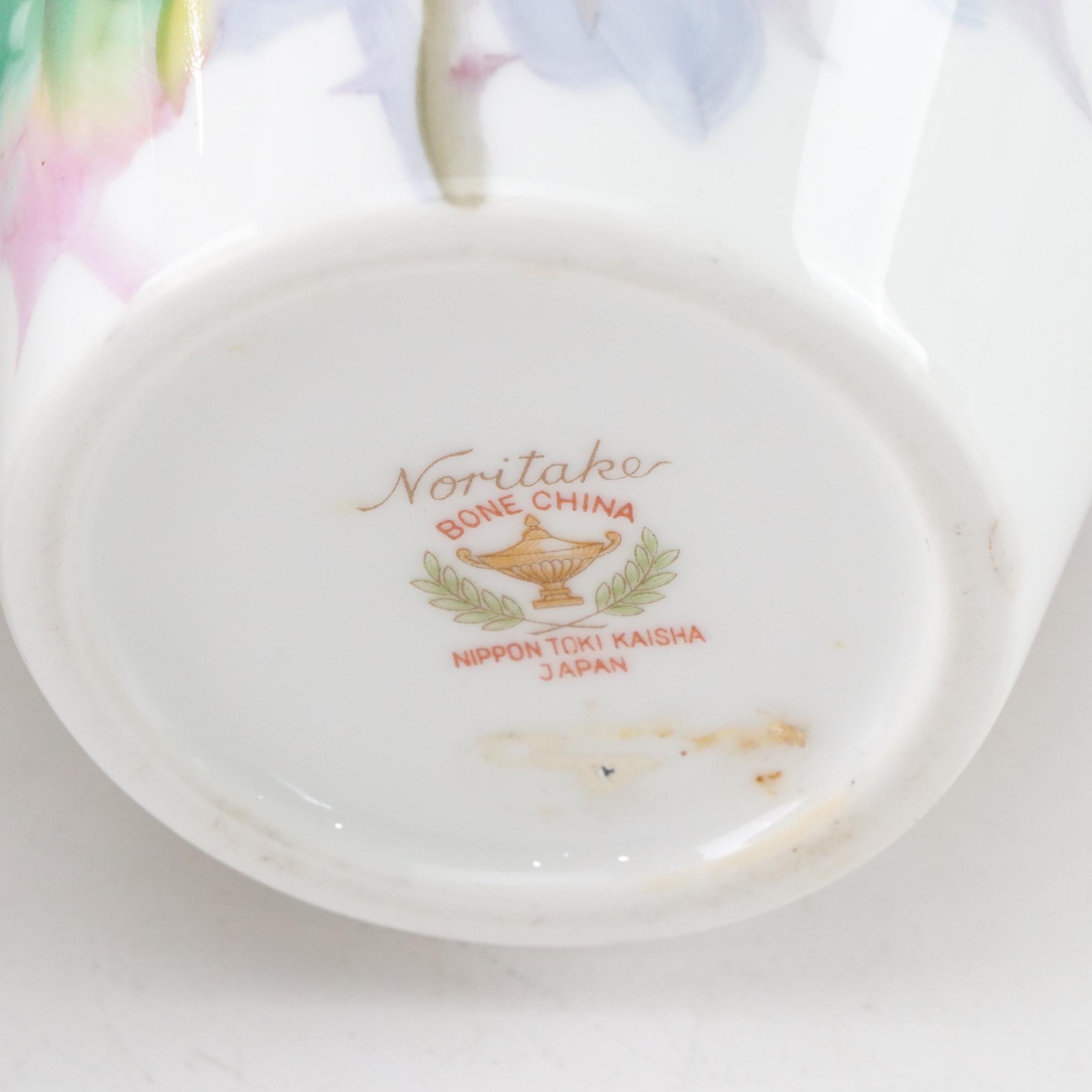 Noritake Gilt Trim Vases & Plate with Floral Motif